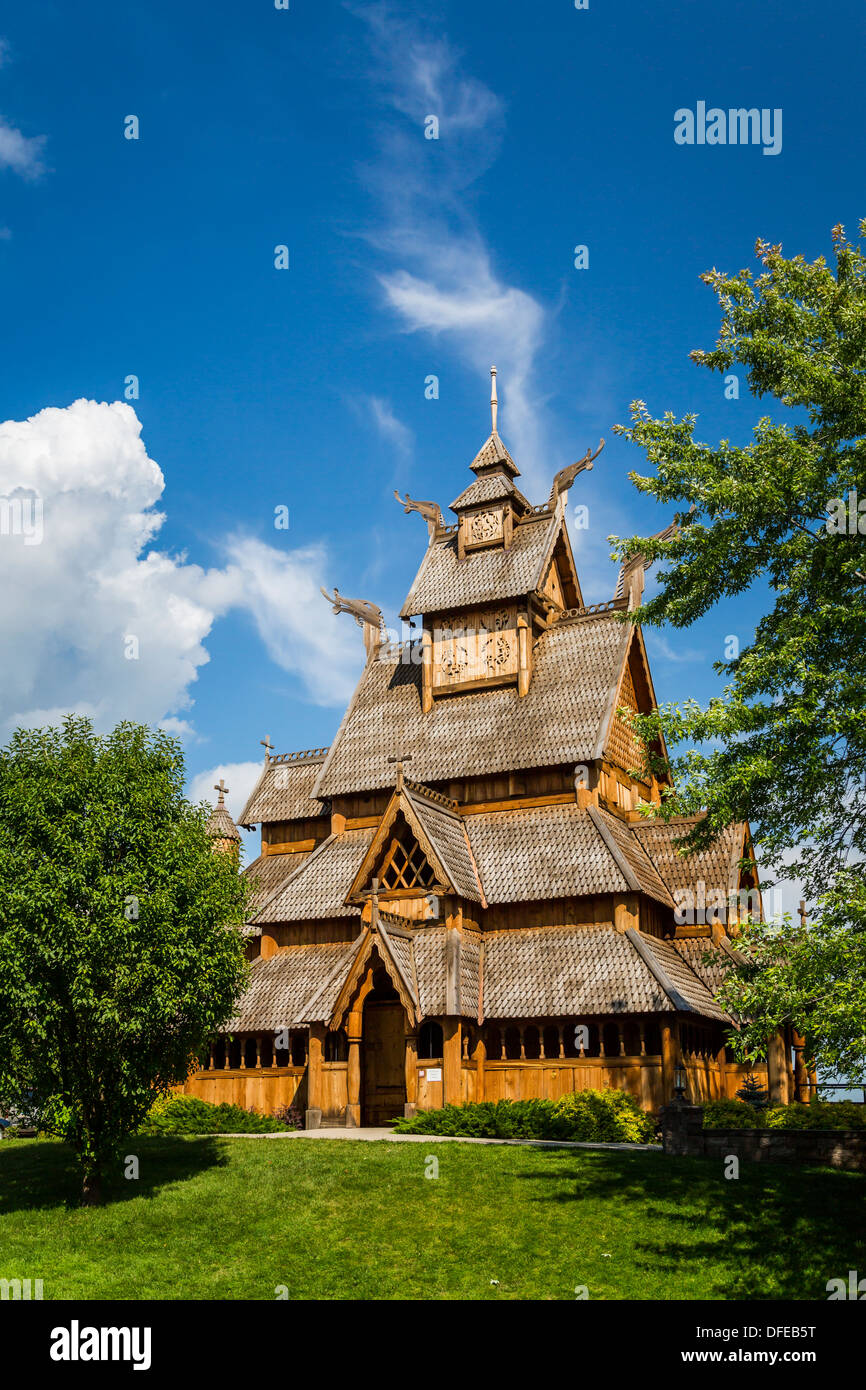 Le Stav Eglise au Scandinavian Heritage Centre à Minot, Dakota du Nord, USA. Banque D'Images