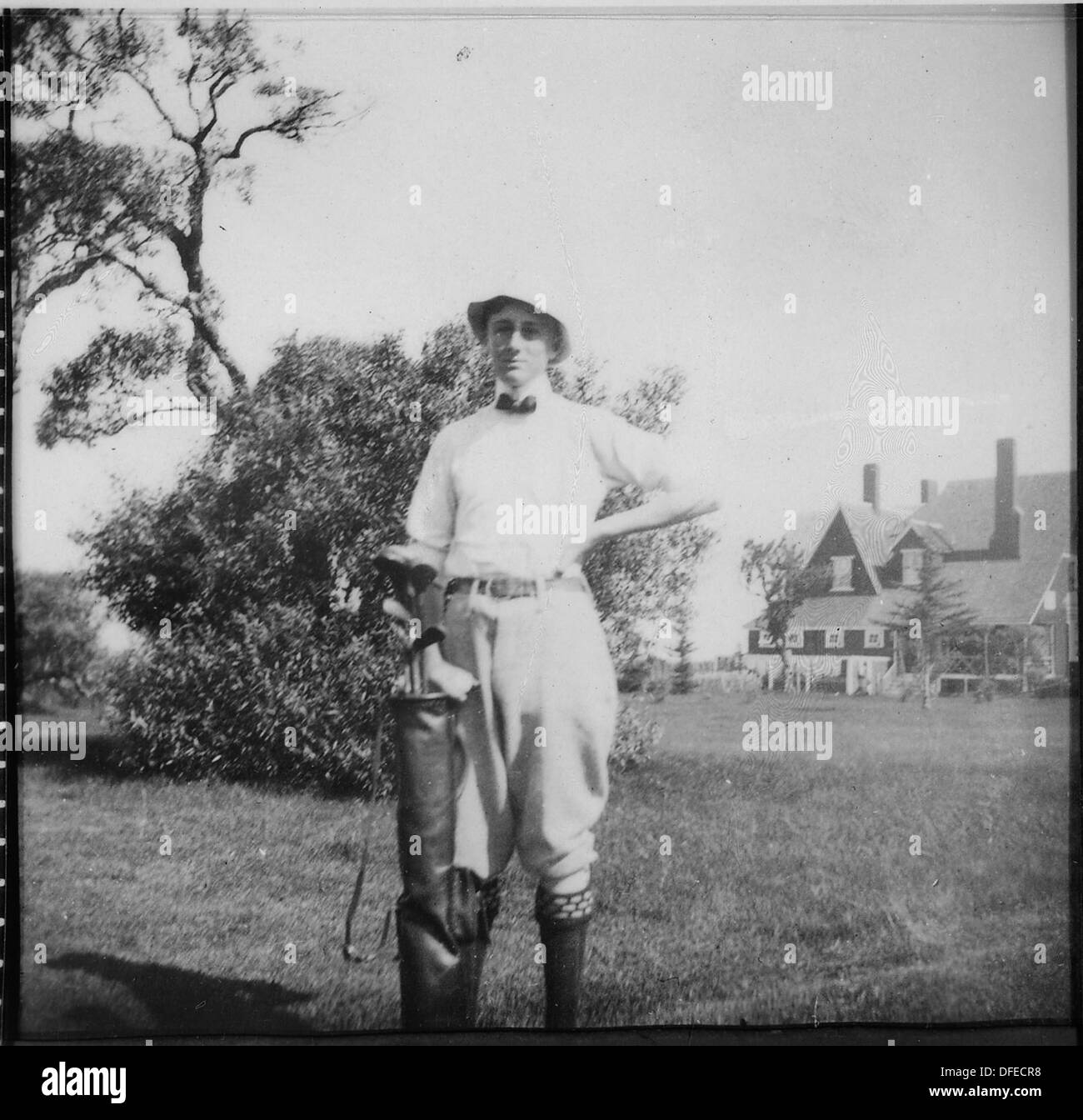 Une photographie informelle du président Franklin D. Roosevelt à Campobello, capturant un moment franc pendant son séjour au domaine. Banque D'Images