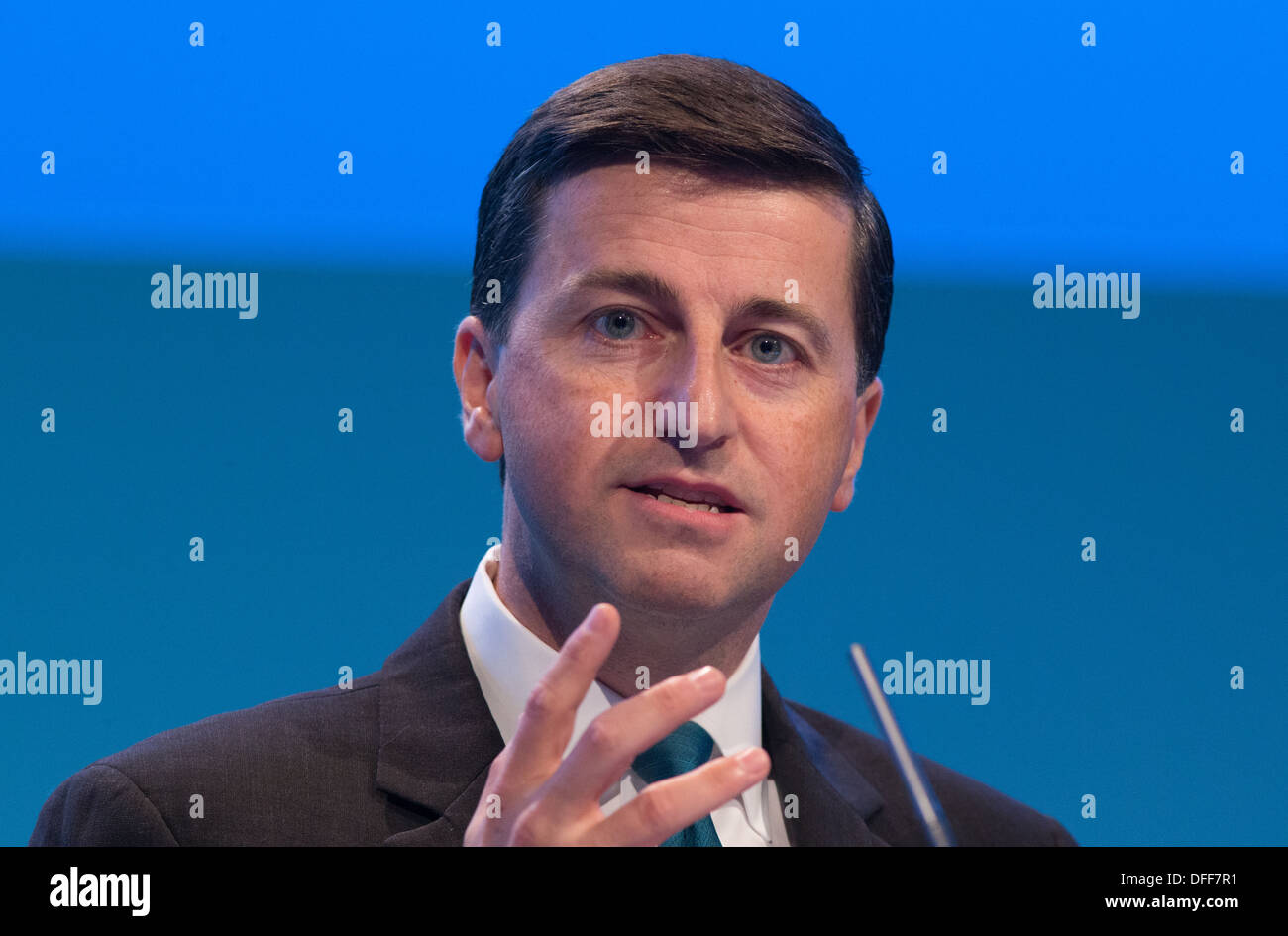 Douglas Alexander MP Shadow Secrétaire aux affaires étrangères traite de la conférence du parti travailliste à Brighton 2013 Banque D'Images