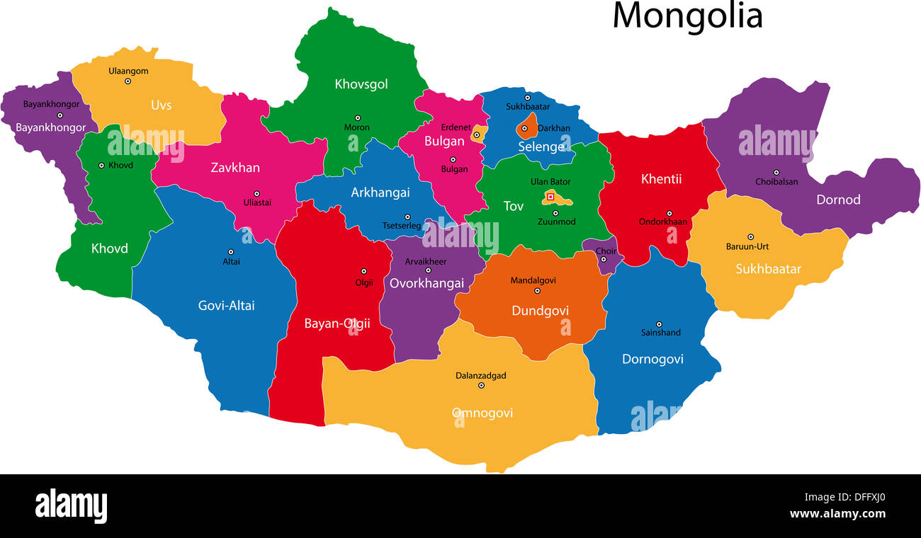 Carte de la Mongolie Banque D'Images