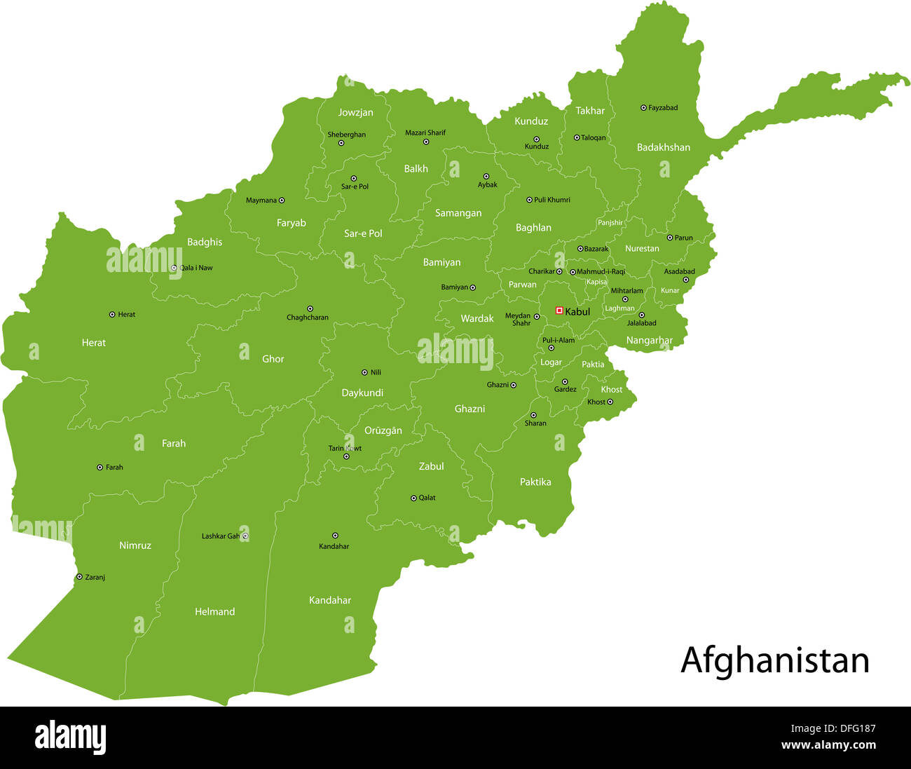Carte Afghanistan vert Banque D'Images