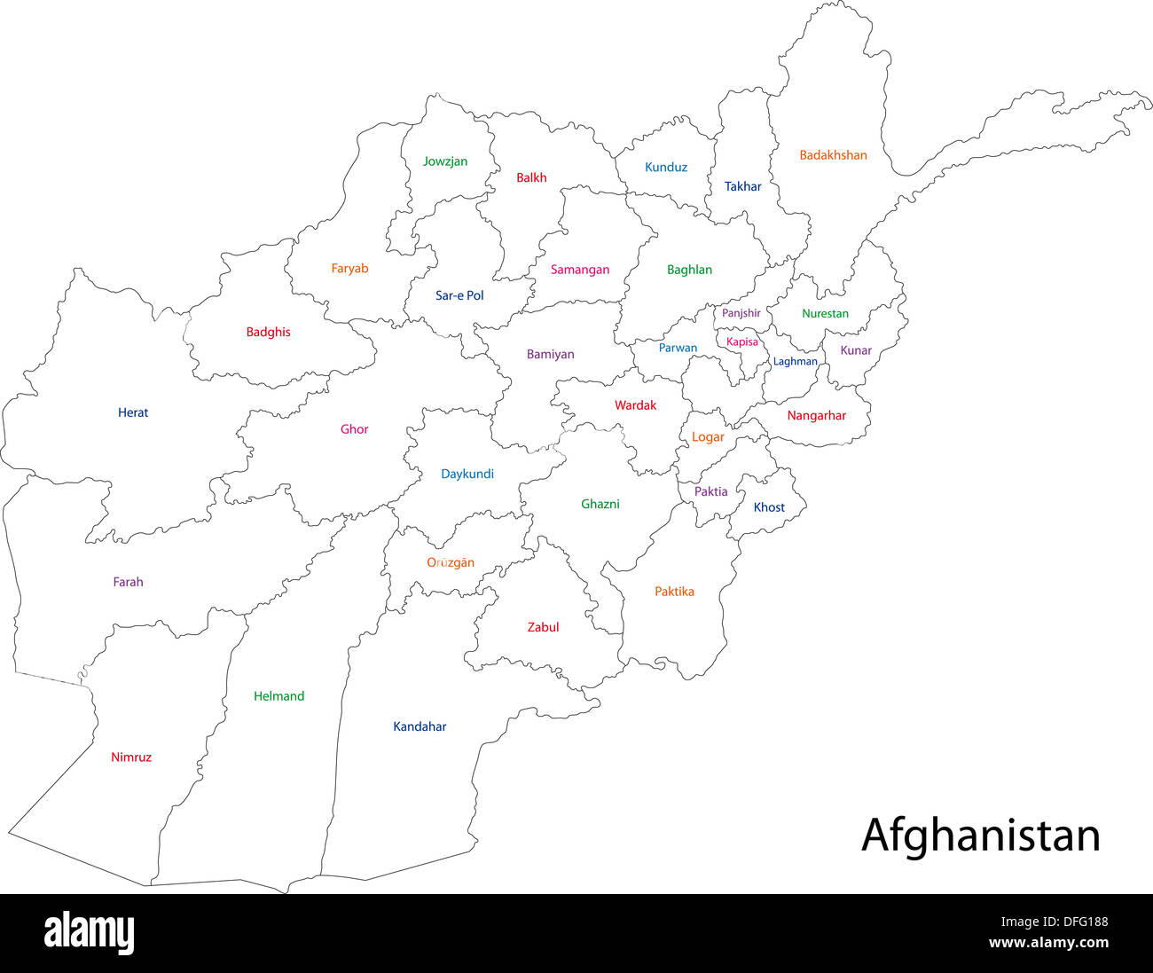 Carte de l’Afghanistan Banque D'Images