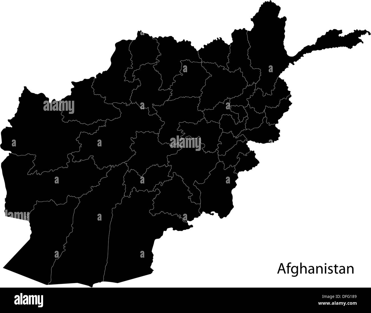 Carte Afghanistan noir Banque D'Images