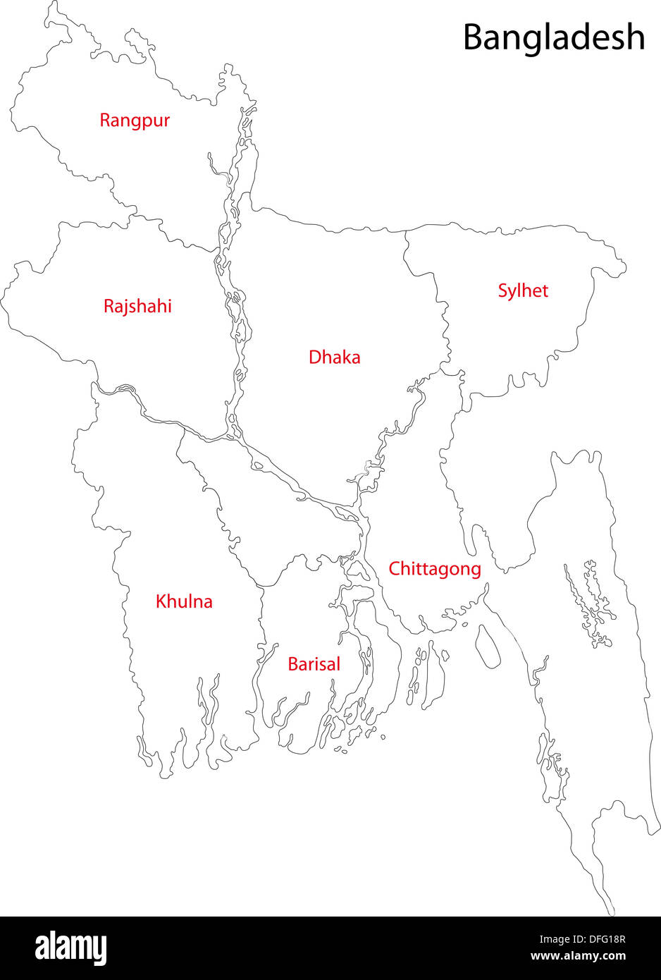 Carte du Bangladesh Photo Stock - Alamy
