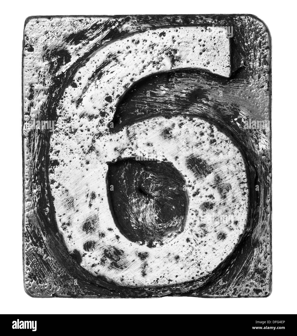 Numéro 6 de l'alphabet en alliage métallique Banque D'Images