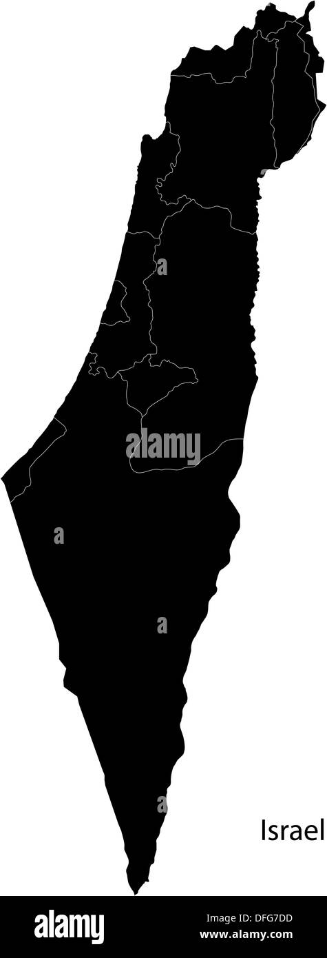 Carte Israël noir Banque D'Images