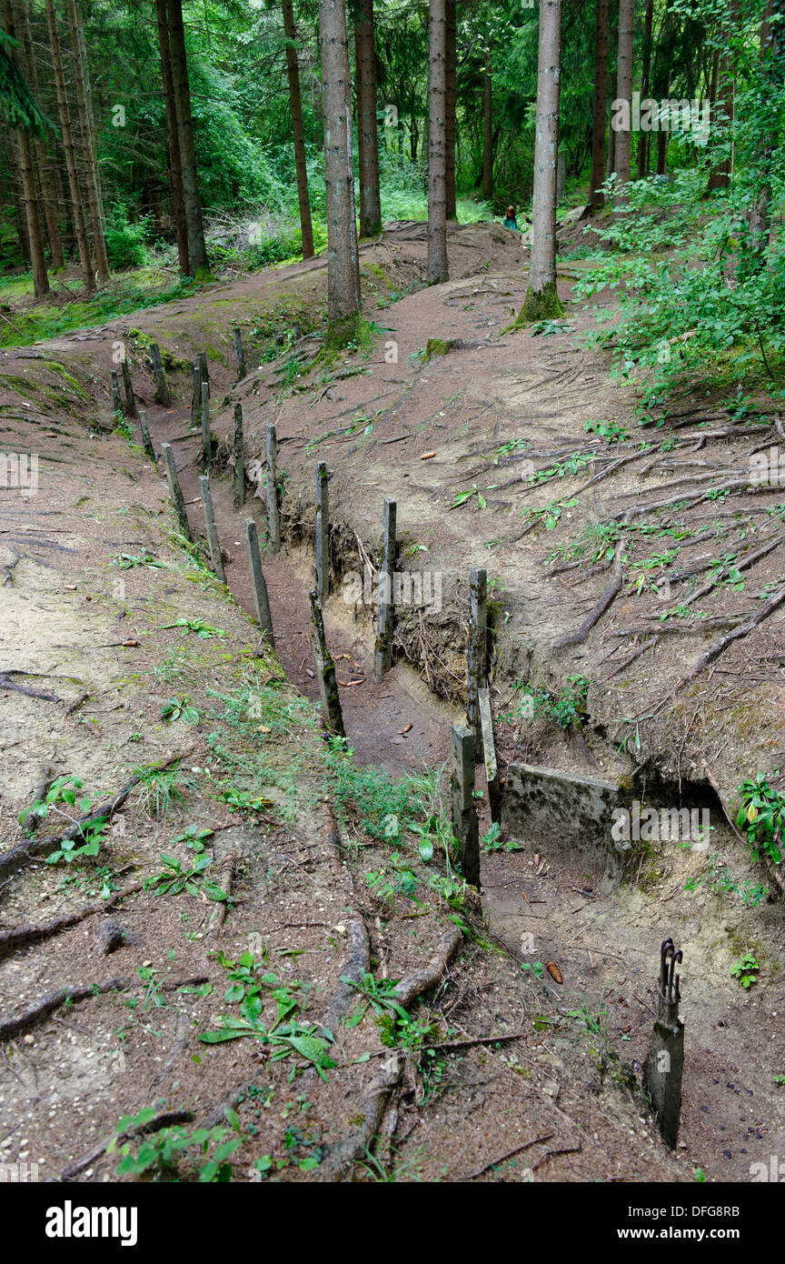 Anciennes tranchées de la Première Guerre mondiale à Fort Douaumont, Verdun, Meuse departement, région Lorraine, France Banque D'Images