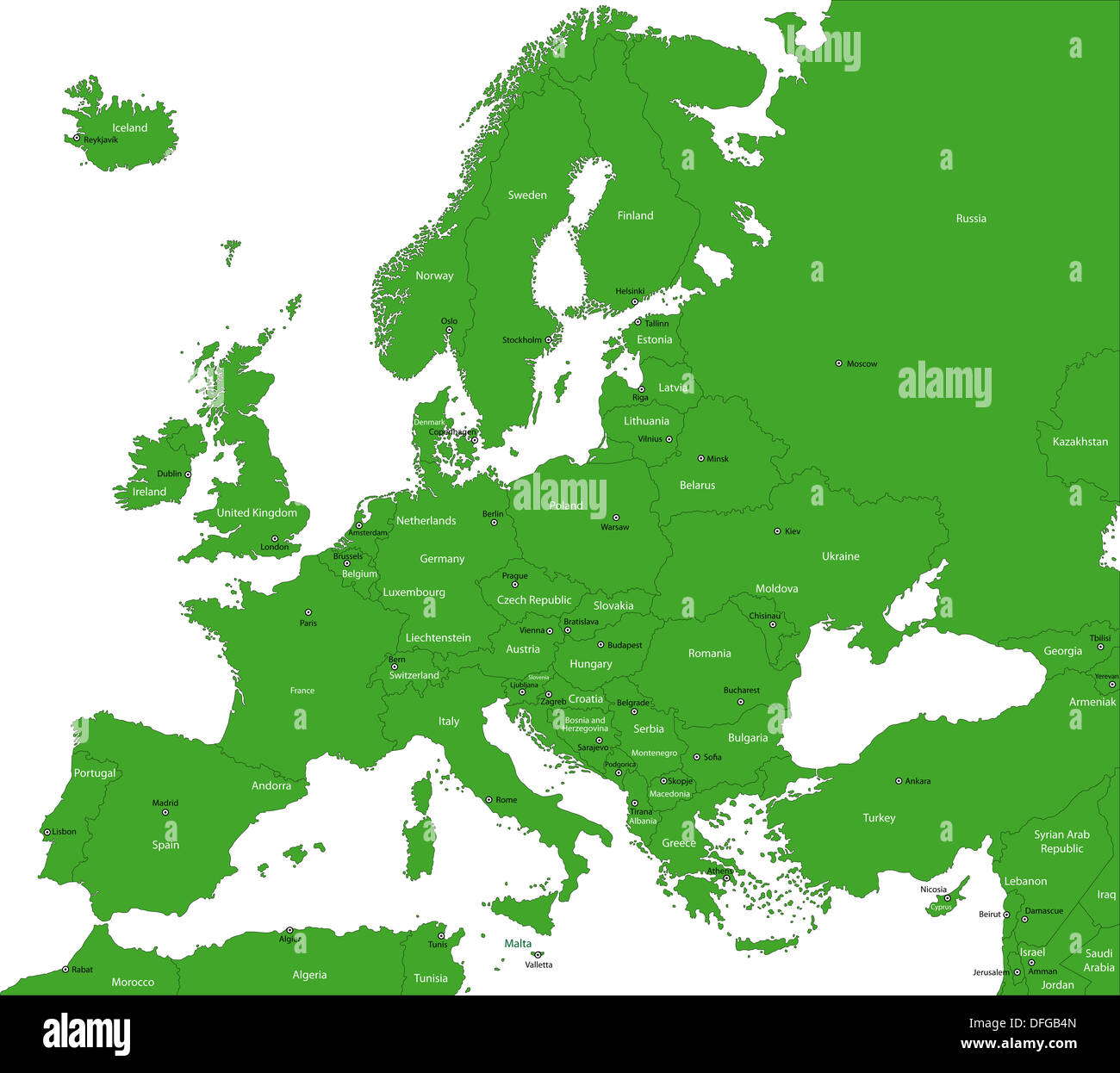 Carte de l'Europe verte Banque D'Images