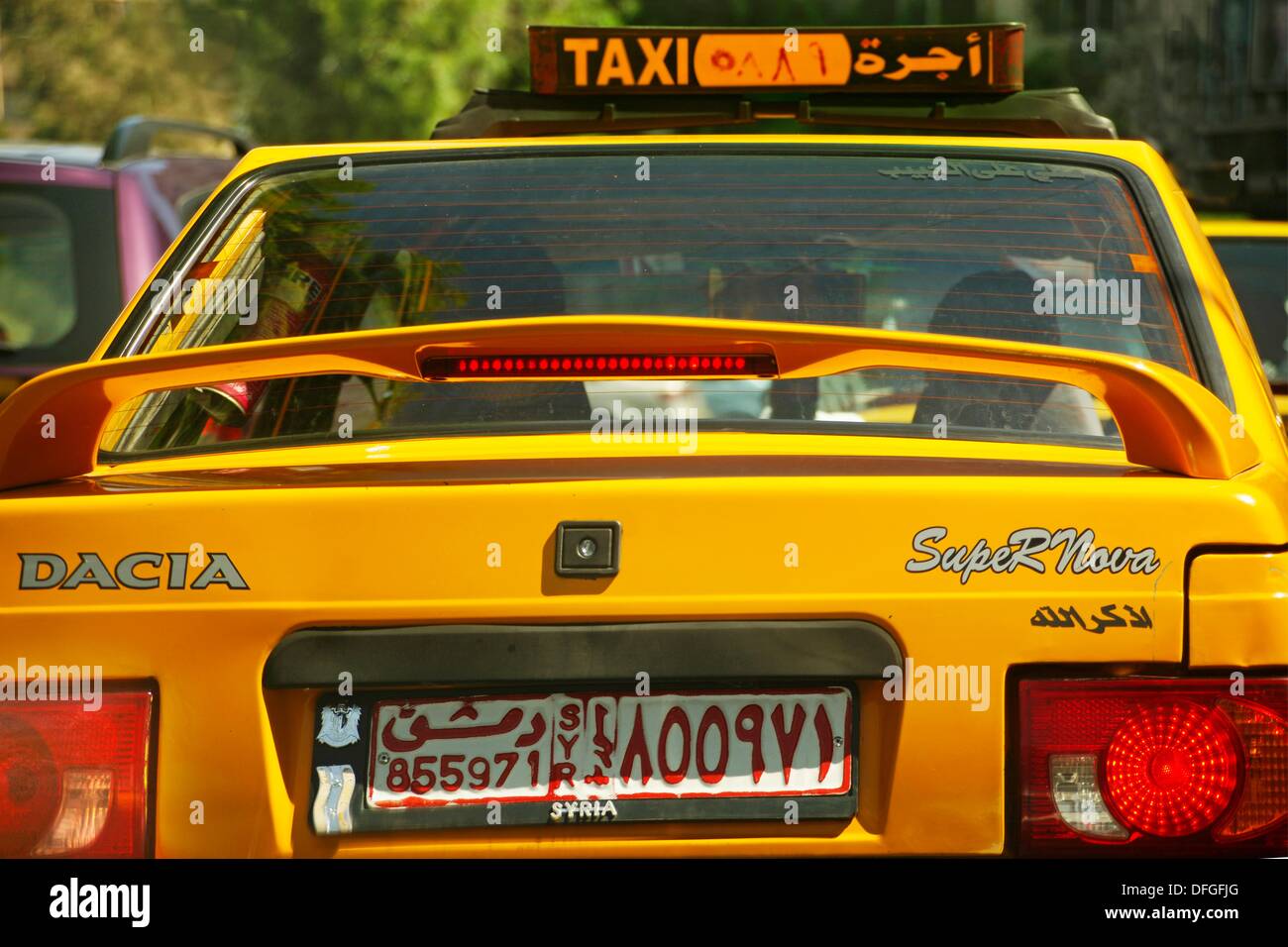 Une voiture de taxi à Damas, Syrie Banque D'Images