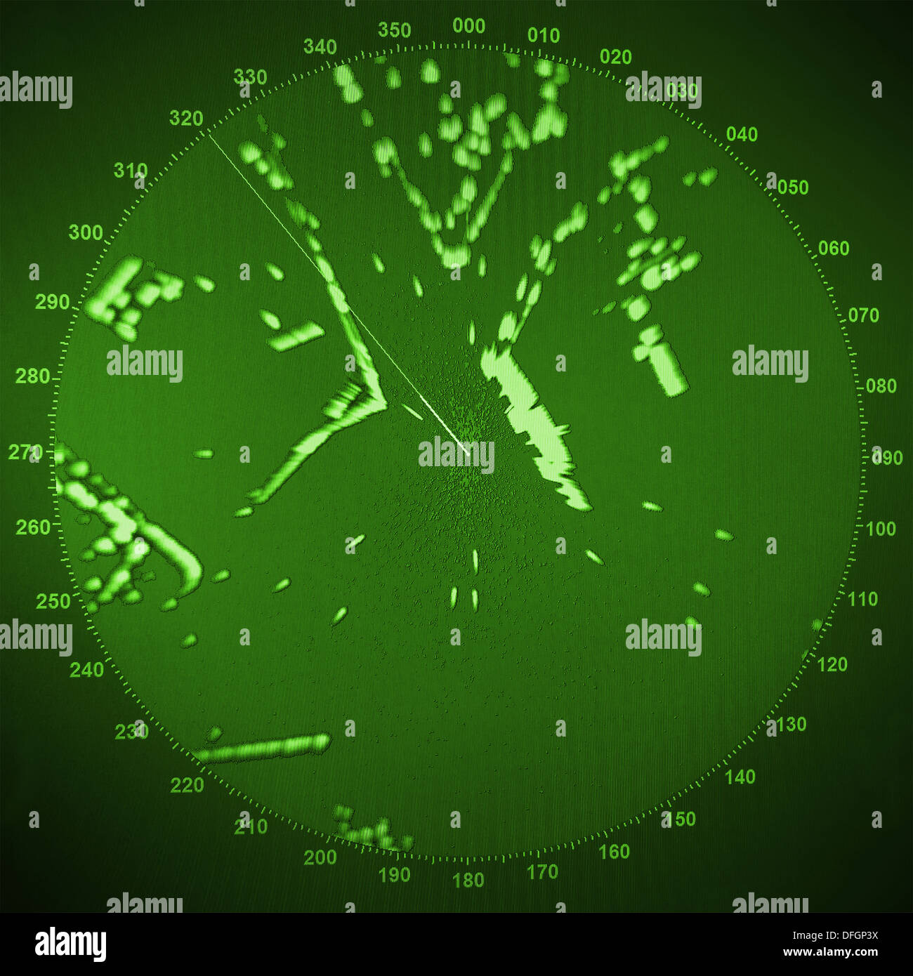 Navire moderne vert avec écran radar carte ronde Banque D'Images