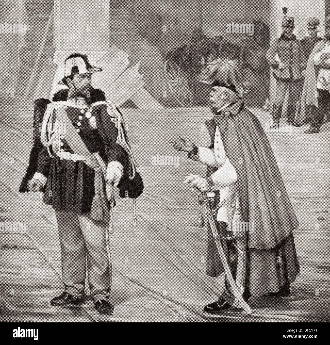 La rencontre entre Victor Emmanuel II et le Comte Radetzky, après la bataille de Novare, le 24 mars 1849. Banque D'Images
