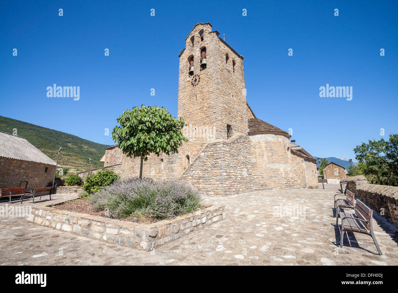L'église San Miguel, Castiello de Jaca, Huesca, Espagne Banque D'Images