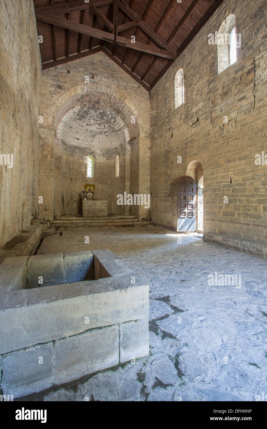 San Adrián de Sásabe Eglise en Borau, Huesca, Espagne Banque D'Images