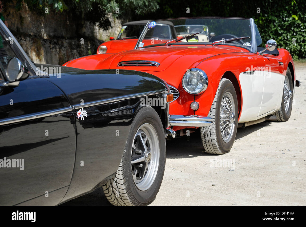 Austin Healey, MGB GT sportscars. Banque D'Images