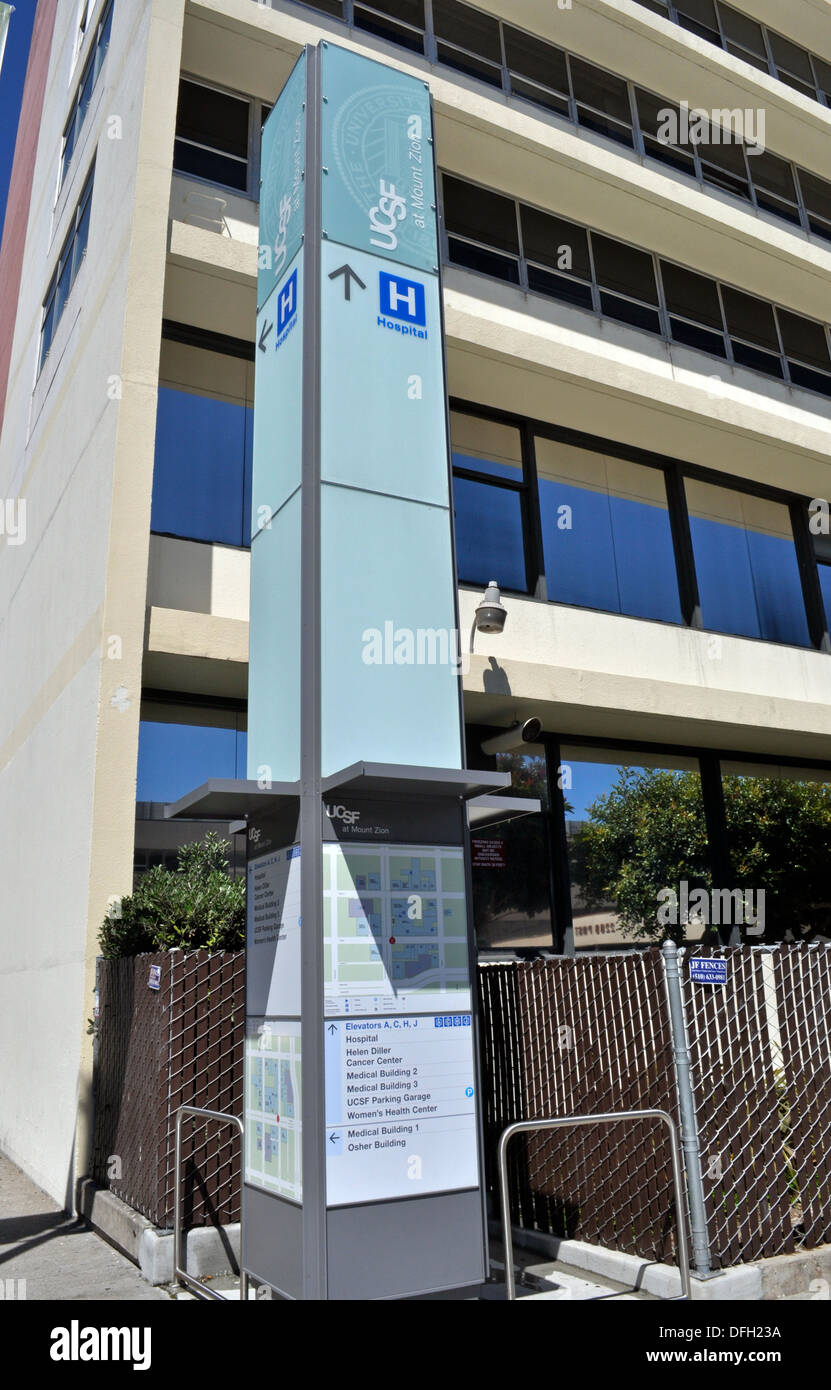 L'UCSF Hôpital au mont Sion signer San Francisco Banque D'Images