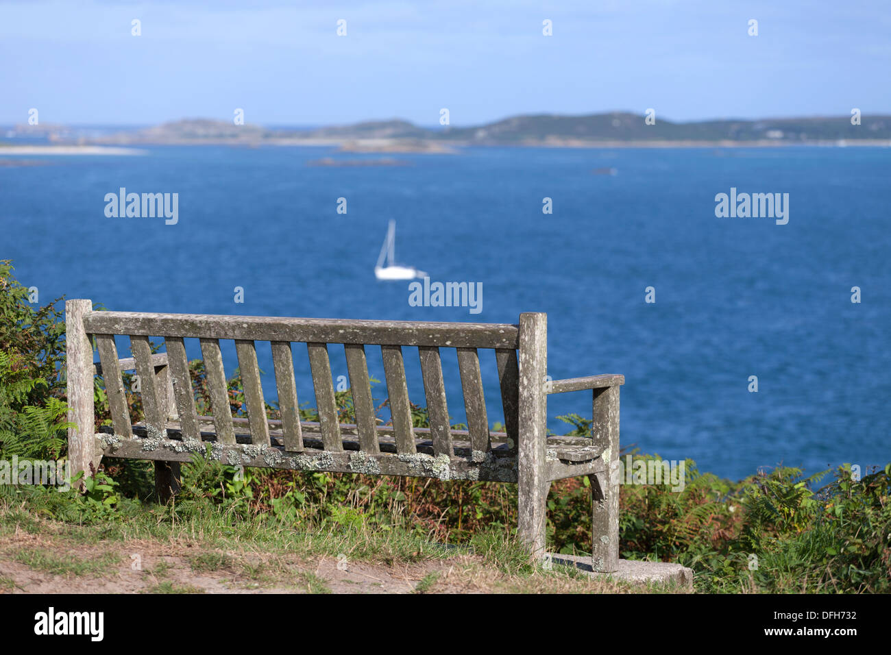 La garnison banc Hugh Town, St Mary, Îles Scilly Banque D'Images