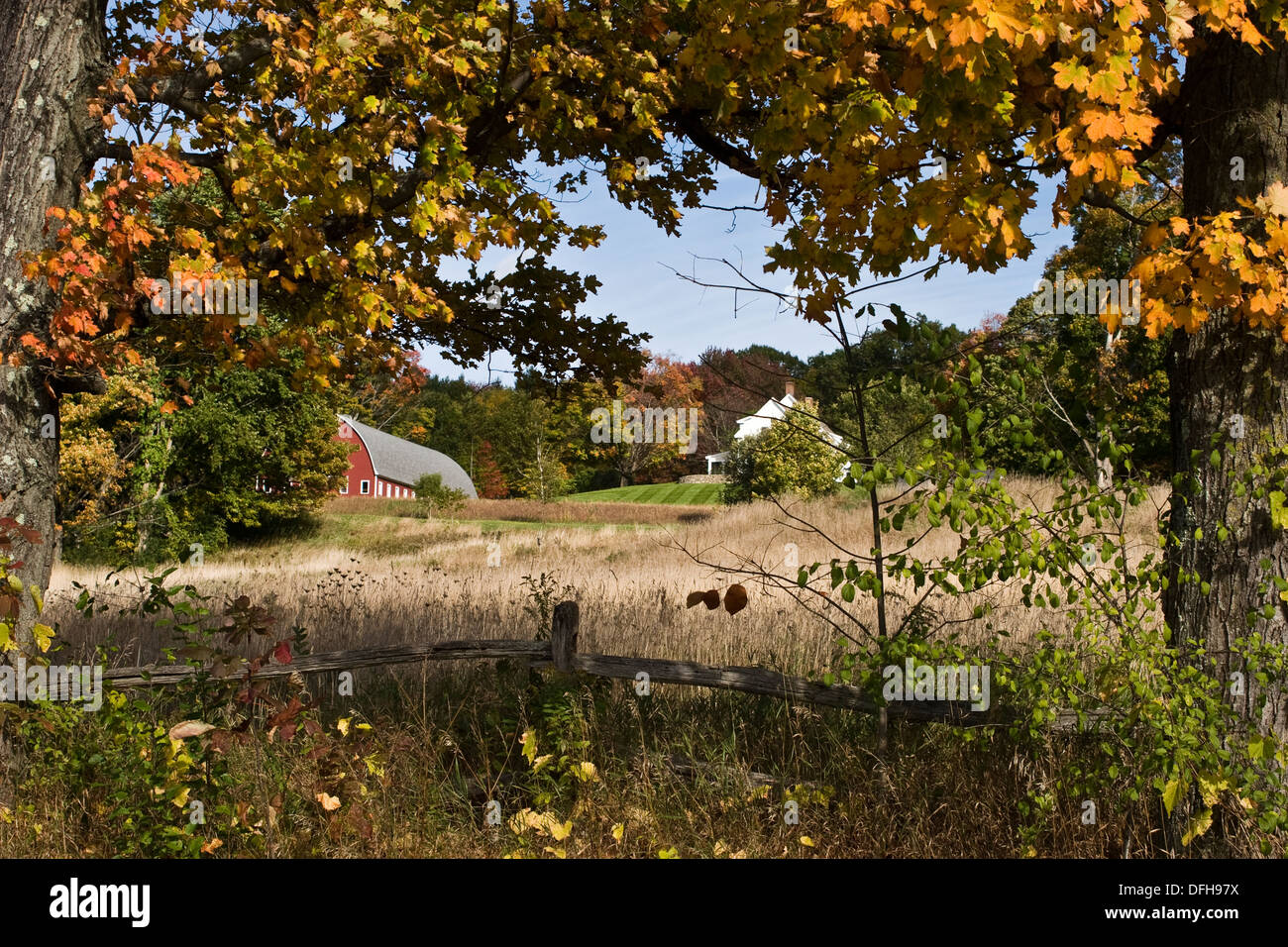 New Hampshire, Westmoreland, routes secondaires à l'automne, Banque D'Images