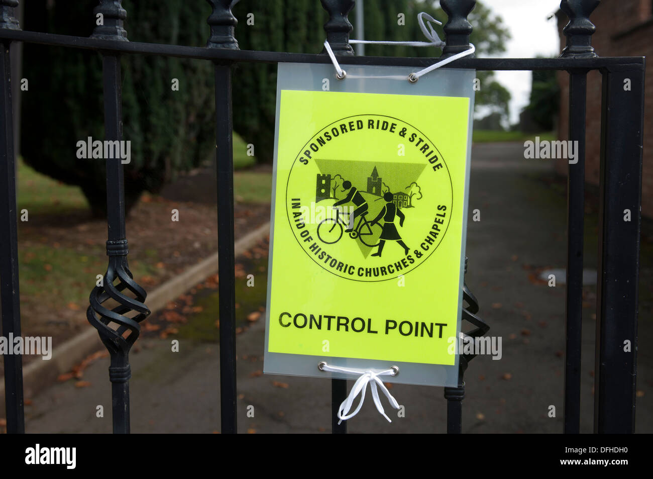 Ride et Stride signe, Eglise Saint-Martin, Desford, Leicestershire, England, UK Banque D'Images