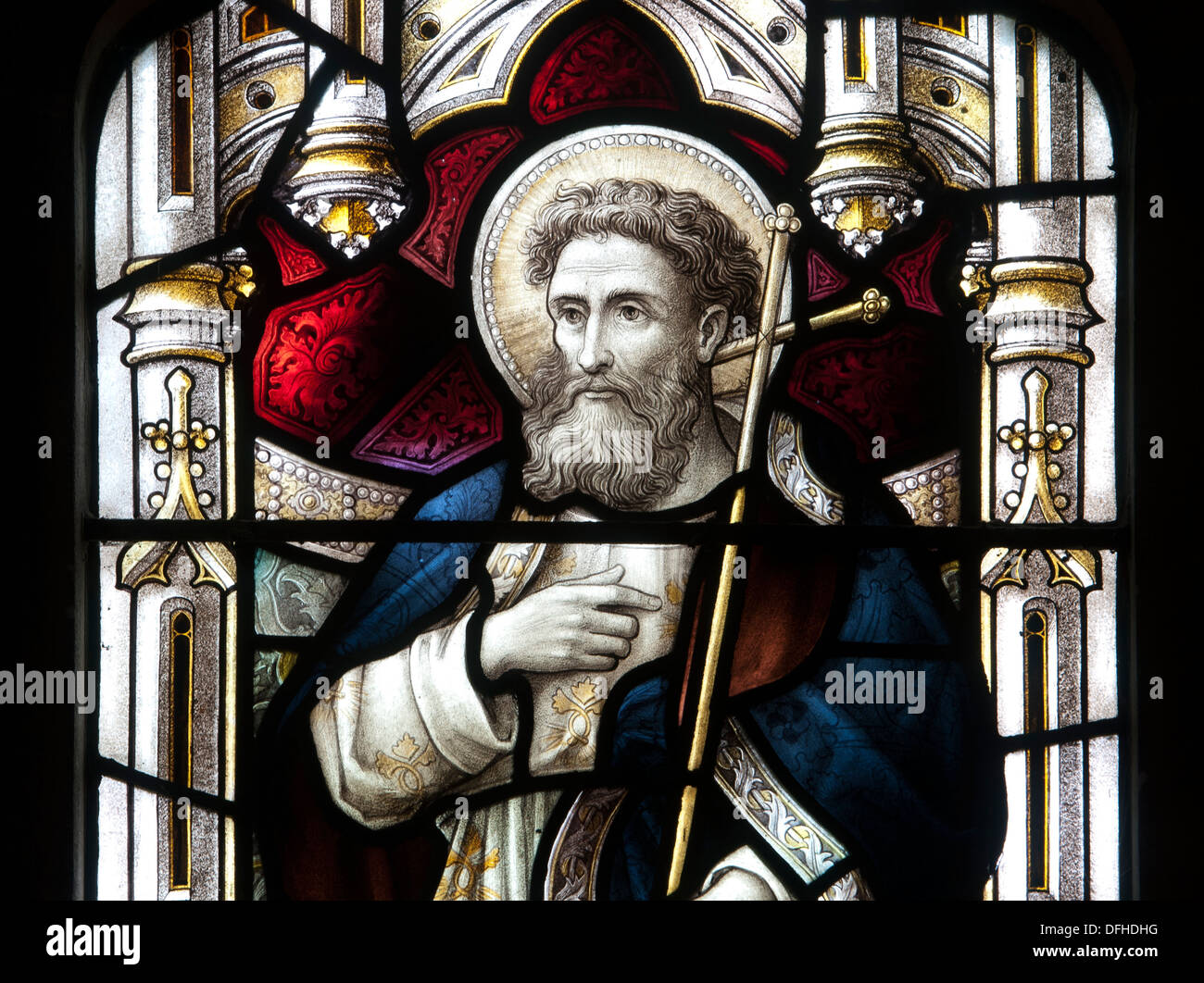 Saint Matthias de vitraux, l'église Holy Trinity, Hatton, Warwickshire, England, UK Banque D'Images