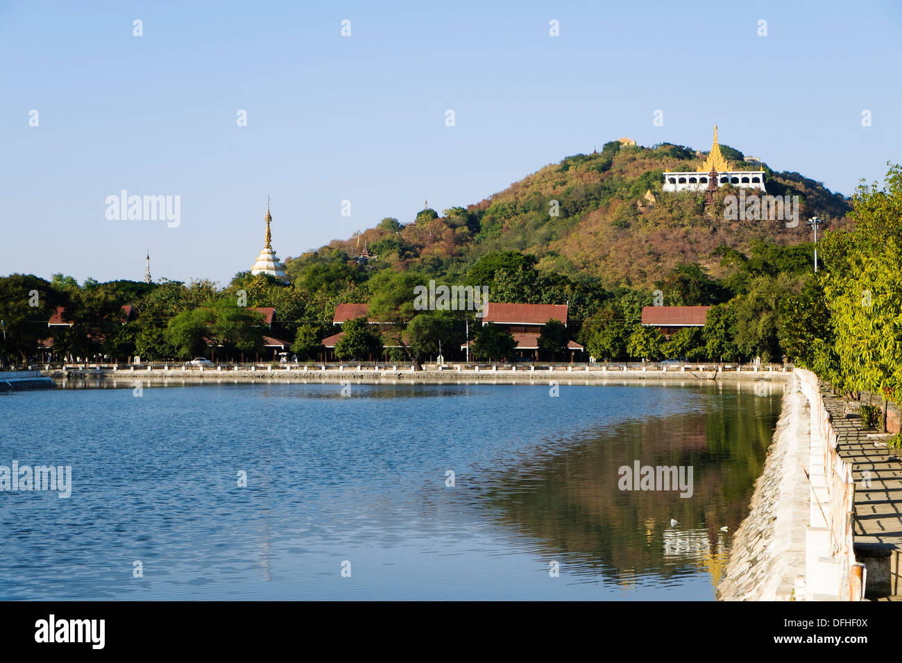 Canal au palais de Mandalay, Myanmar, Mandalay, en Asie Banque D'Images