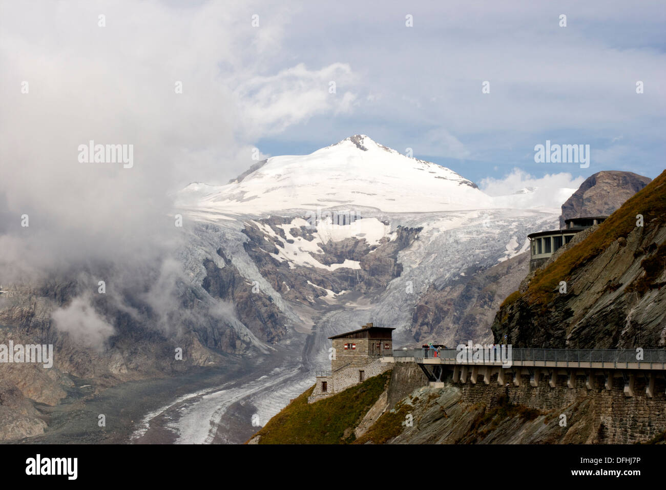 L'Autriche, Pasterze glacier plus étendue avec jusque Franz-Josefs-Höhe viewpoint Banque D'Images