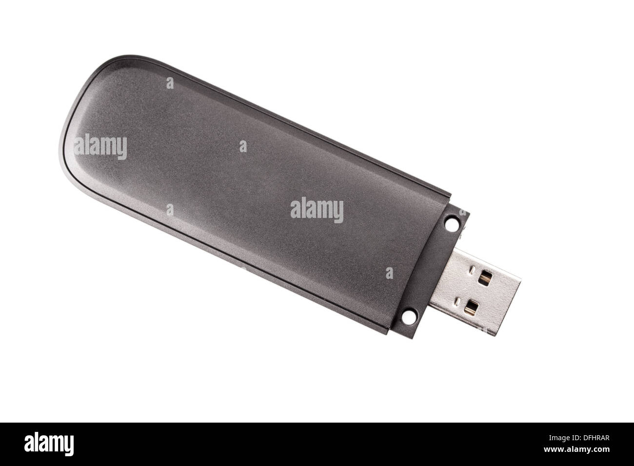 Lecteur flash USB noir isolé sur fond blanc Banque D'Images