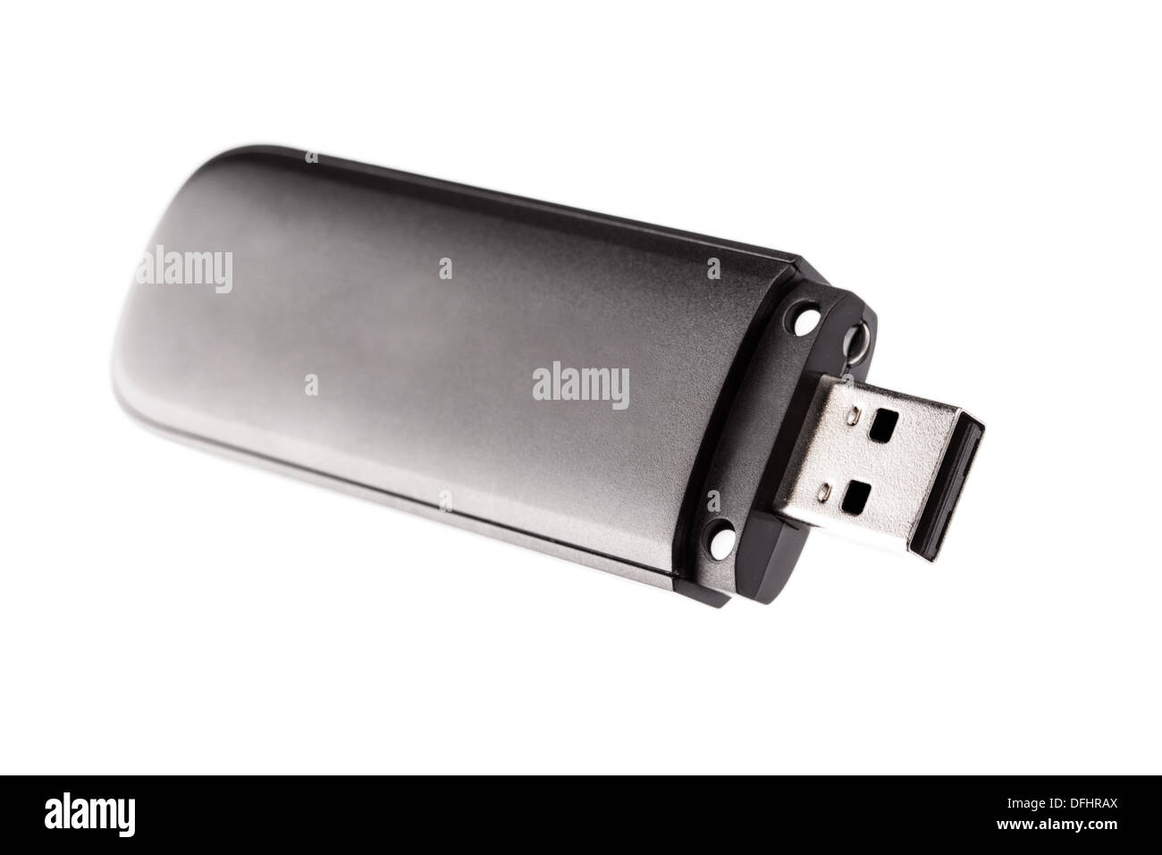 Lecteur flash USB noir isolé sur fond blanc Banque D'Images