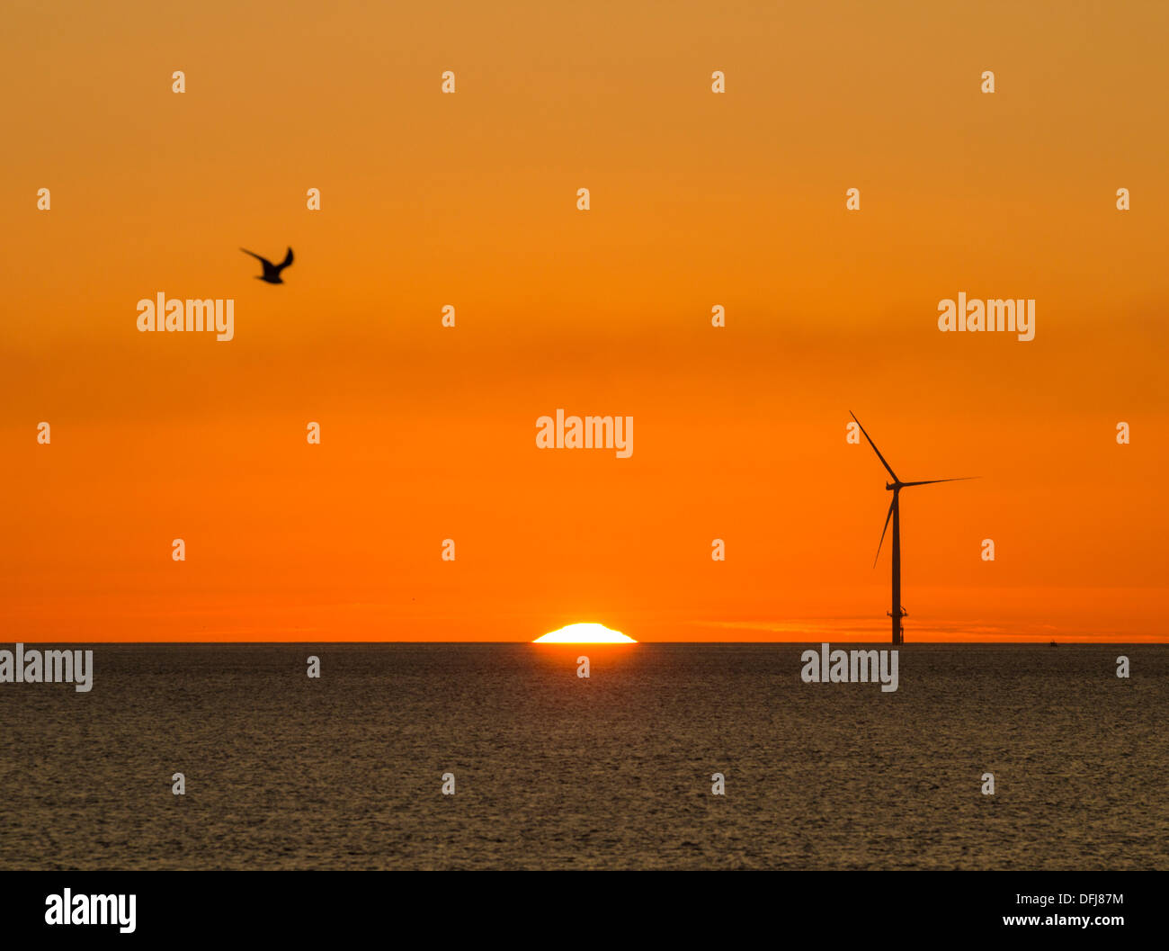 Parc éolien offshore de Teesside à Redcar sur la côte nord-est de l'Angleterre, Royaume-Uni Banque D'Images