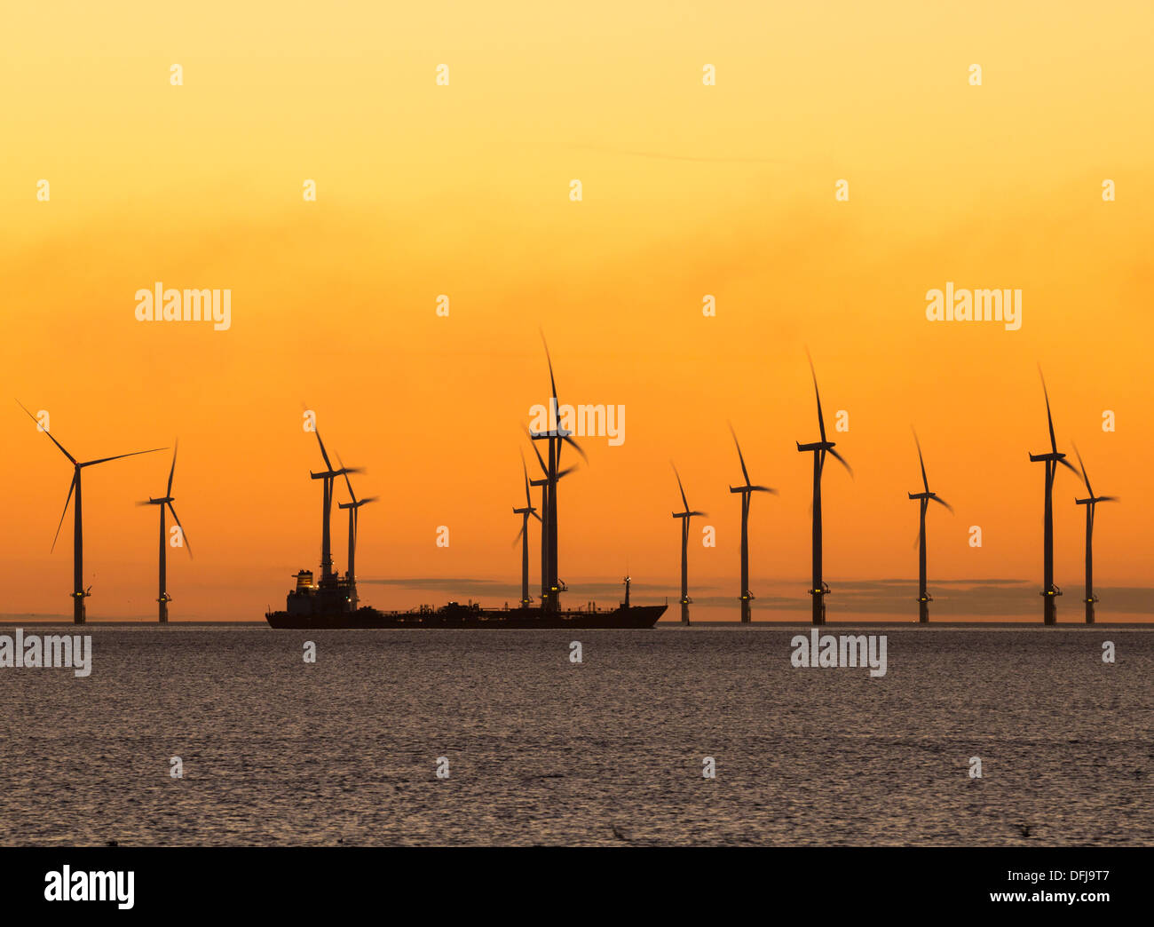 Parc éolien offshore de Teesside à Redcar sur la côte nord-est de l'Angleterre, Royaume-Uni Banque D'Images