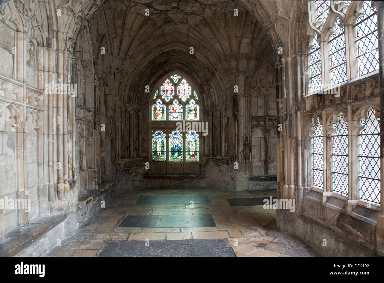 The Cloisters, cathédrale de Gloucester, Gloucester, Angleterre, Royaume-Uni Banque D'Images