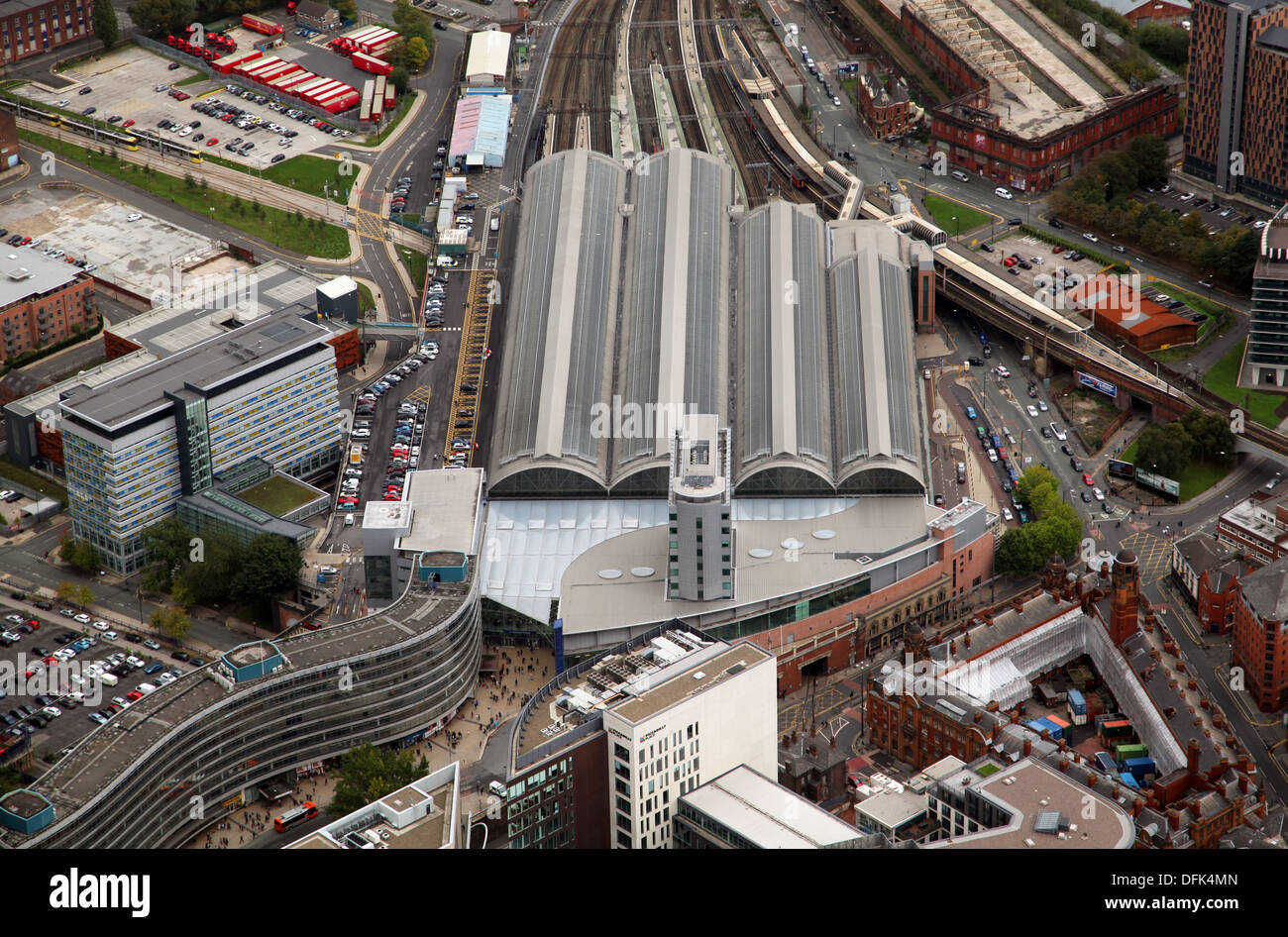 Vue aérienne de la gare de Manchester Piccadilly, Manchester Banque D'Images