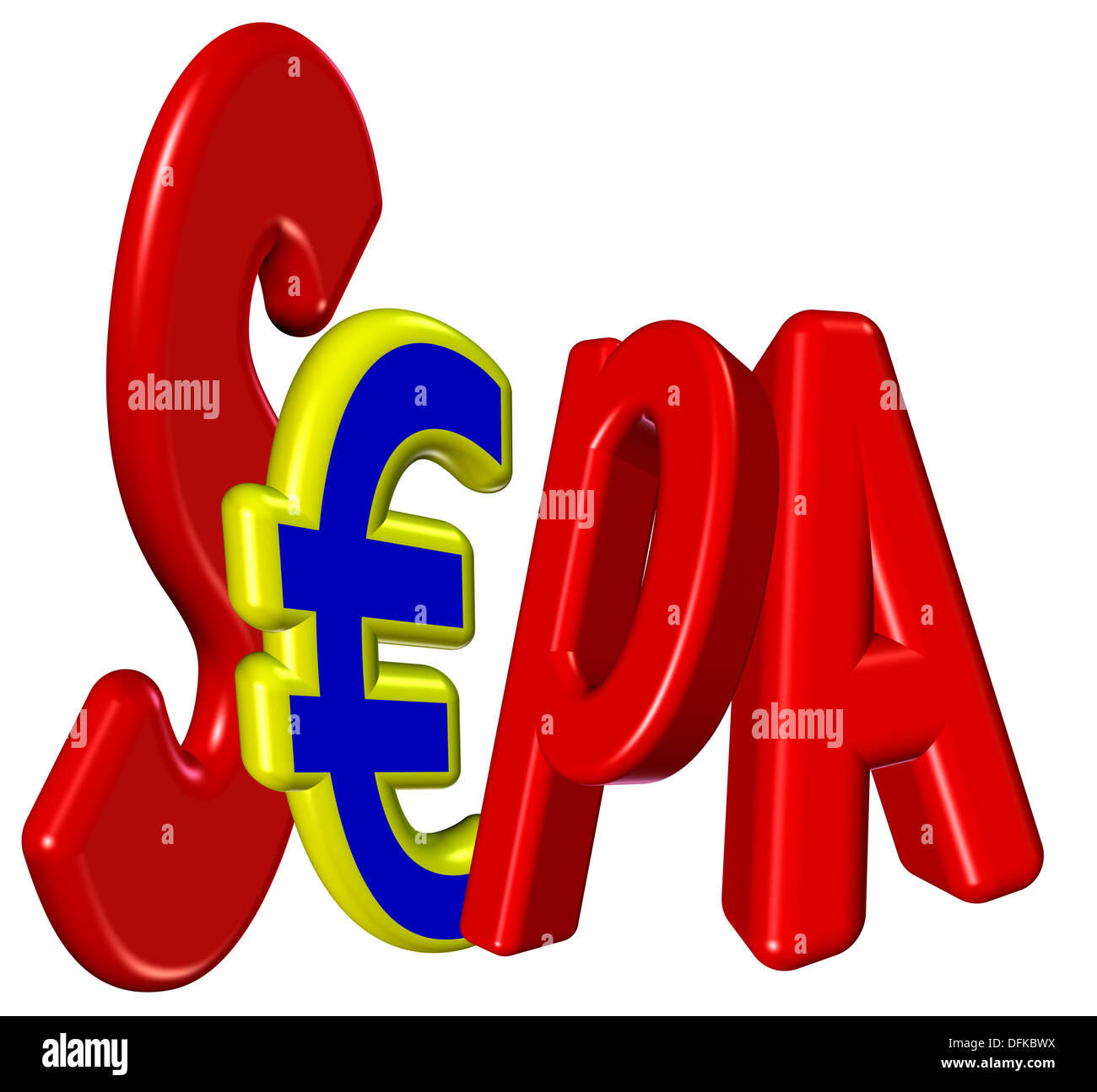 Concept SEPA isolé sur blanc Banque D'Images