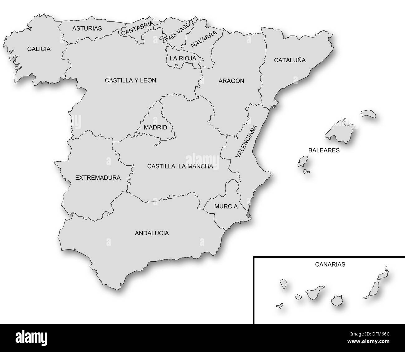 Spain country map Banque d images noir et blanc Alamy