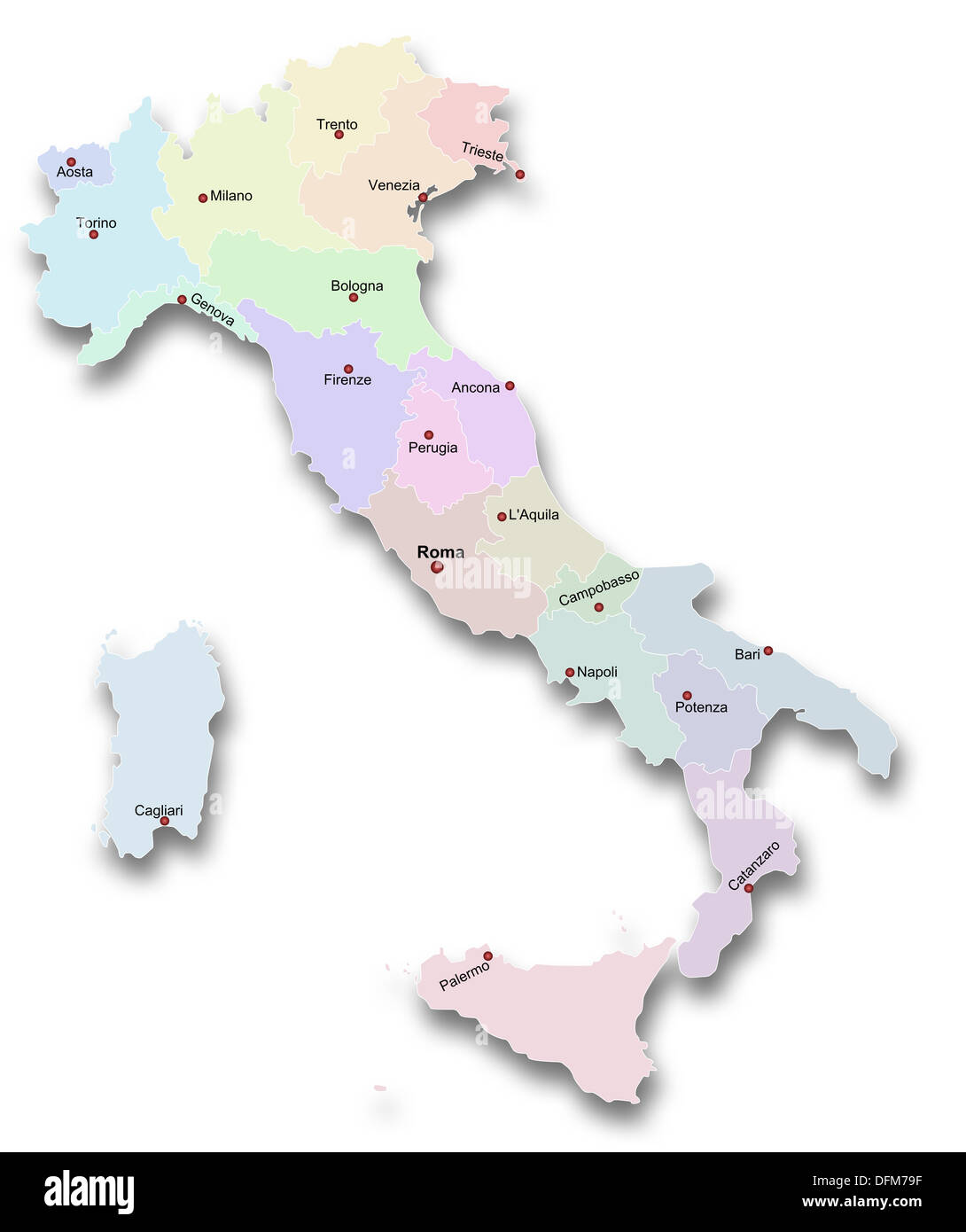 Carte de l’Italie Banque D'Images