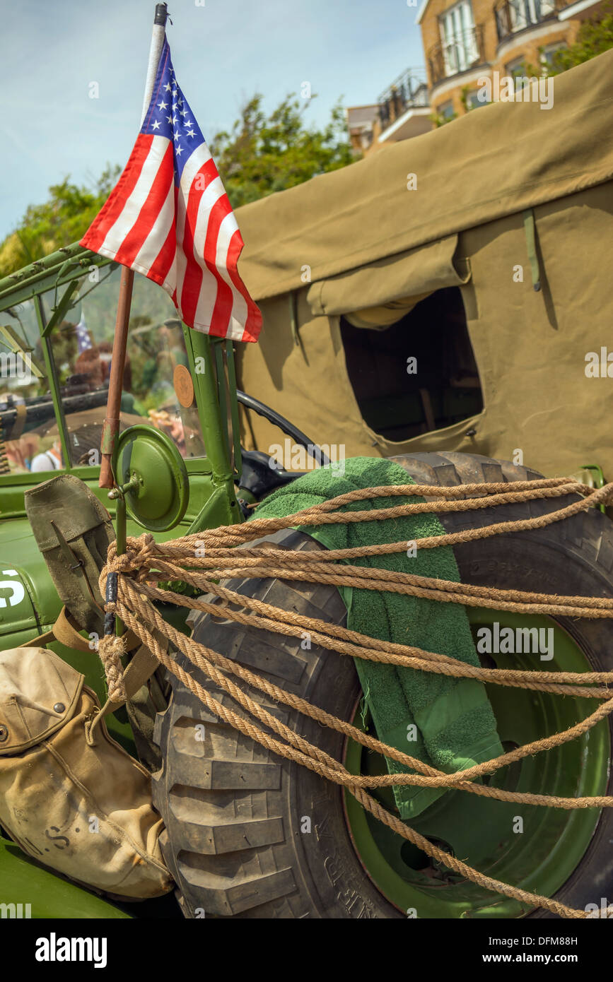 Véhicule de l'armée américaine en festival à Littlehampton, Royaume-Uni Banque D'Images