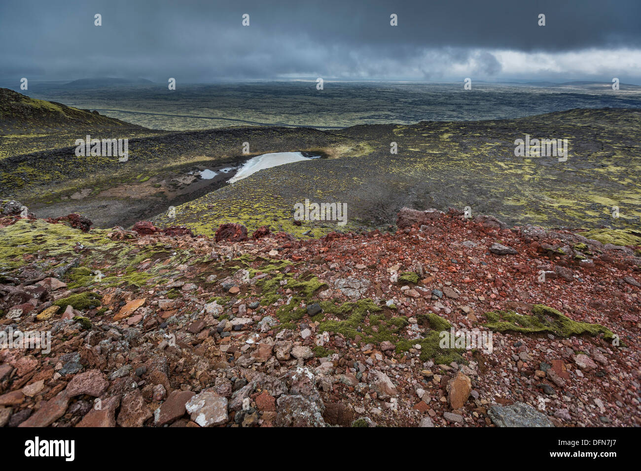Par zone Thrihnukagigur- 'cratère trois pics', l'Islande Banque D'Images
