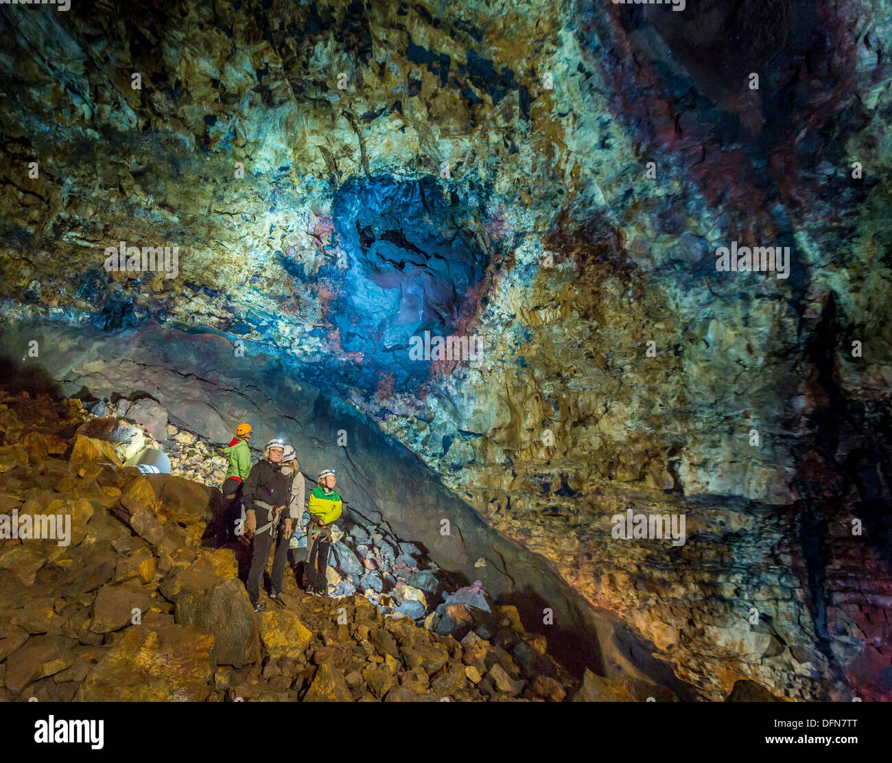 À l'intérieur d'une chambre de magma, Thrihnukagigur- 'cratère trois pics', l'Islande Banque D'Images