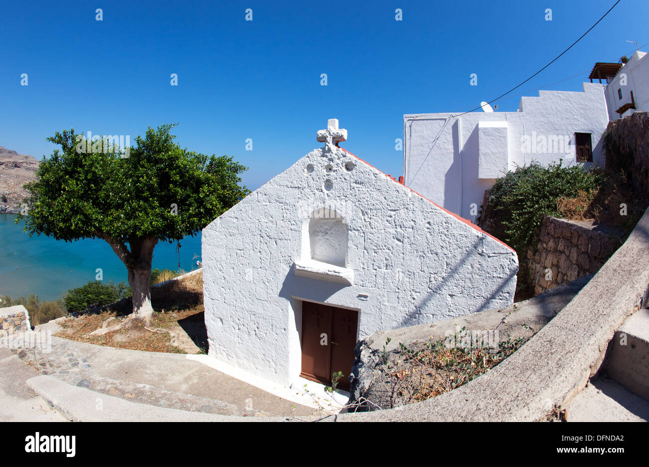 Chapelle Orthodoxe grecque La Grèce Lindos Banque D'Images