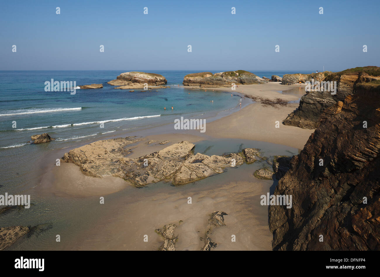 Playa de Islas, Praia das Illas, plage des îles, plage, Océan Atlantique, près de Ribadeo, Camino de la Costa, Camino del Norte Banque D'Images