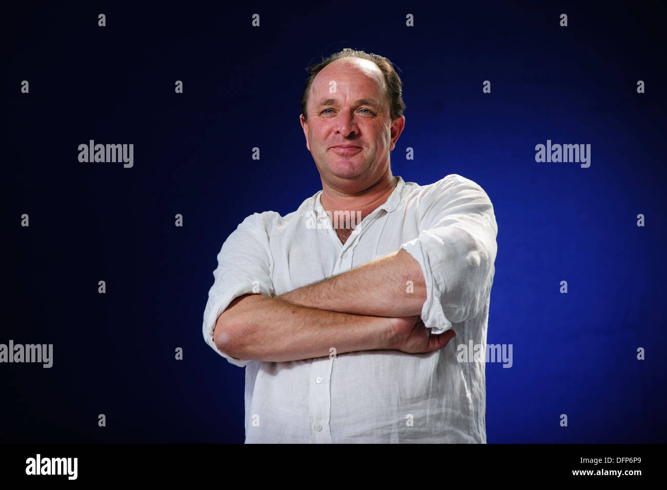 William Dalrymple britannique primé, historien et écrivain, historien de l'art et conservatrice à l'Edinburgh Book Festival 2013. Banque D'Images