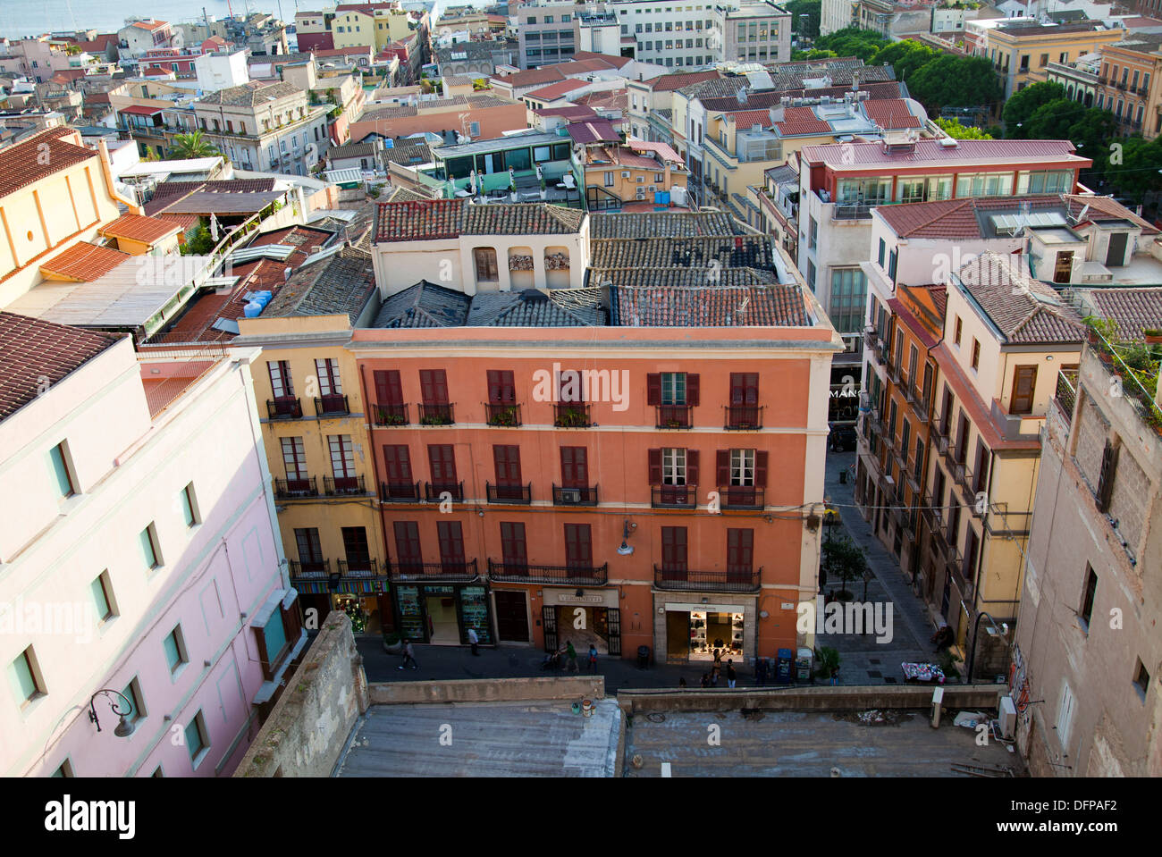 Vue du château sur la Marina à Cagliari - Sardaigne Banque D'Images