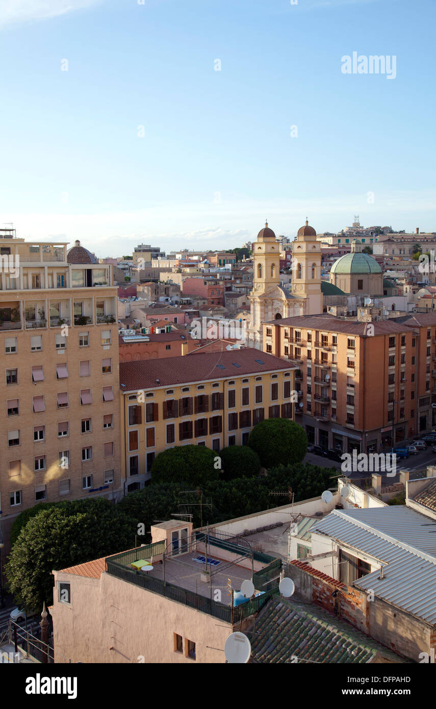 Vue depuis le château sur le district de Stampace à Cagliari - Sardaigne Banque D'Images