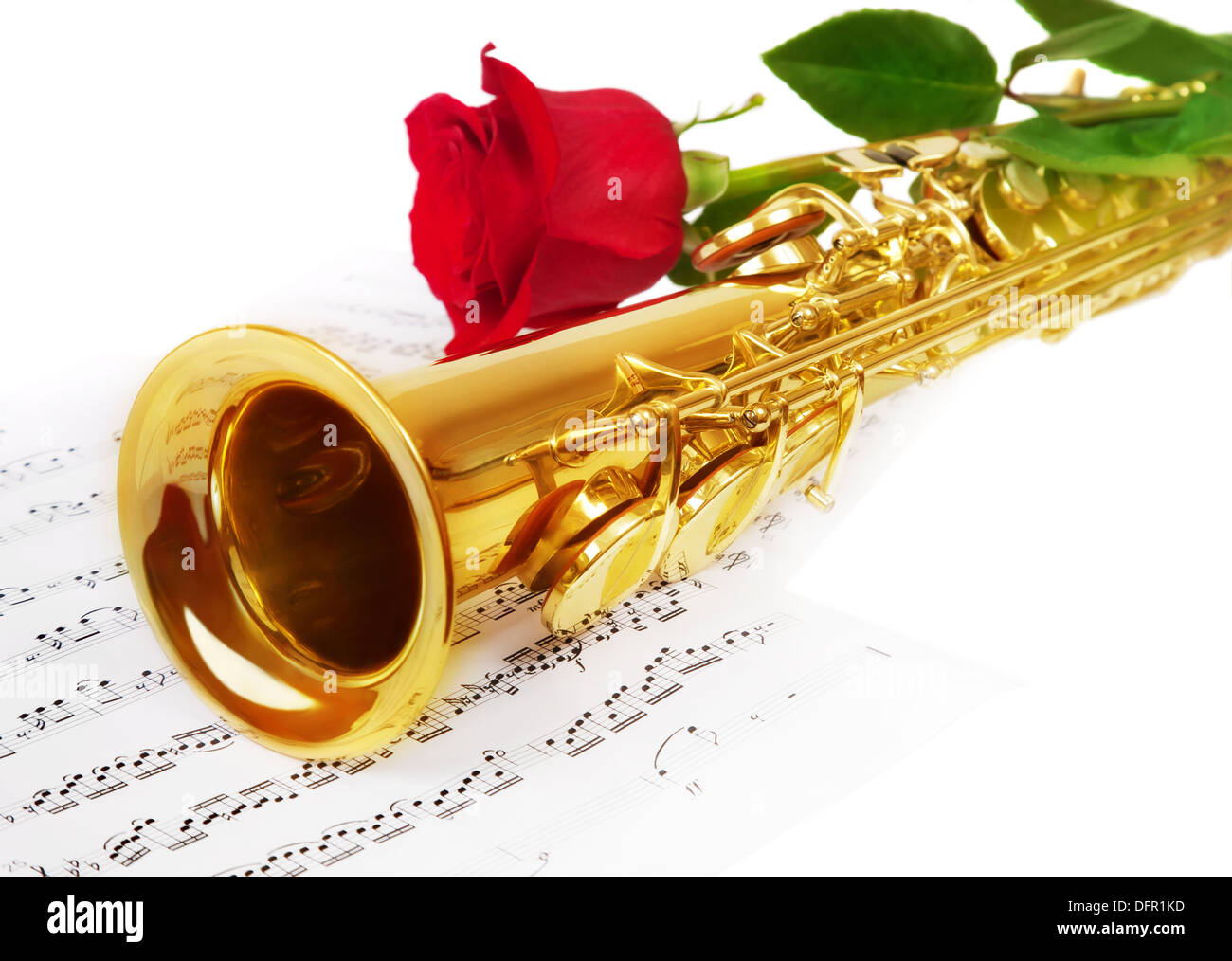 Des notes de musique et saxophone Banque D'Images