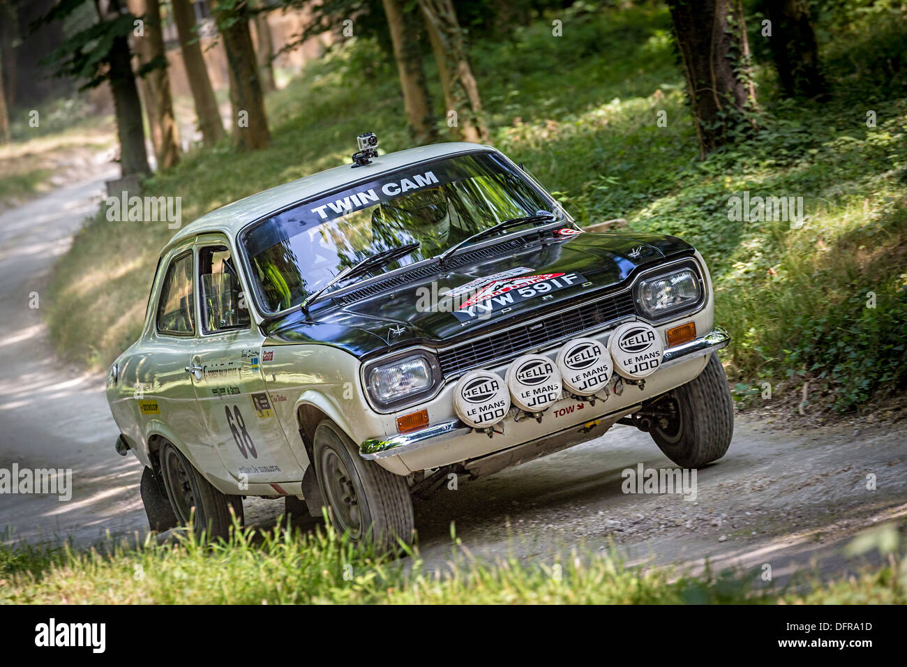 1968 Ford Escort Twin Cam avec chauffeur David Watkins au Goodwood Festival of Speed 2013, Sussex, UK. Banque D'Images