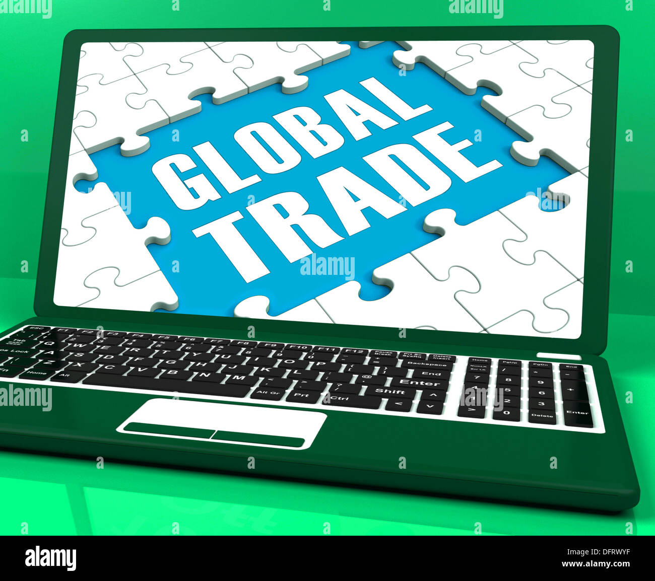 Le commerce mondial dans le monde entier montrant portable International Business Banque D'Images