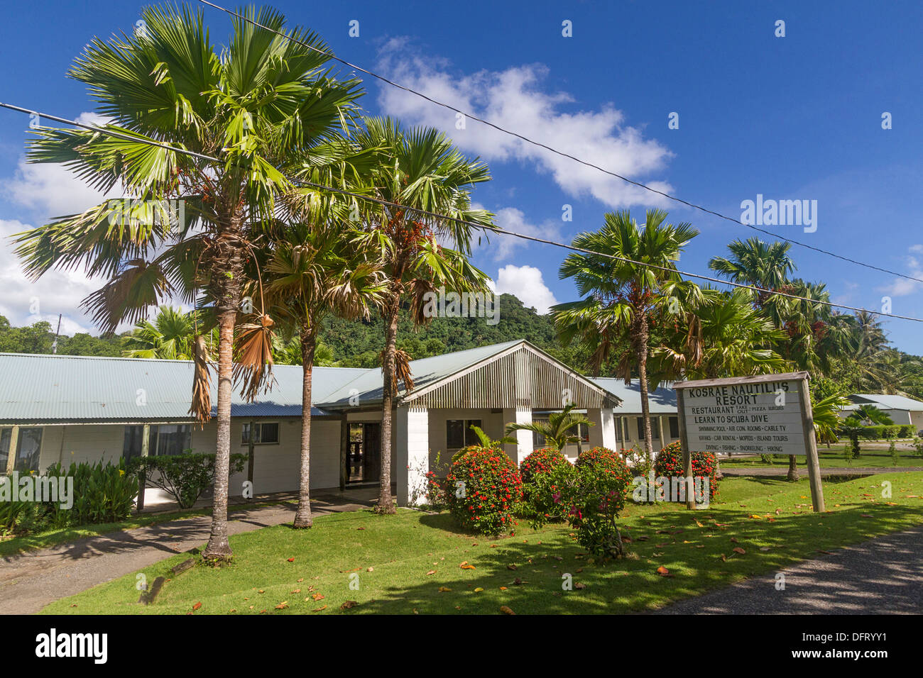 En dehors de Kosrae Nautilus Resort sur l'île de Kosrae, la Micronésie. Banque D'Images