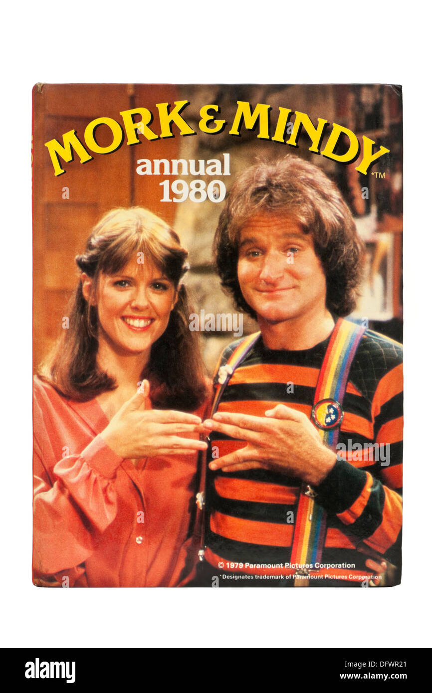 Vintage 1980 'Mork & Mindy' annuel, avec Pam Dawber et un jeune Robin Williams Banque D'Images