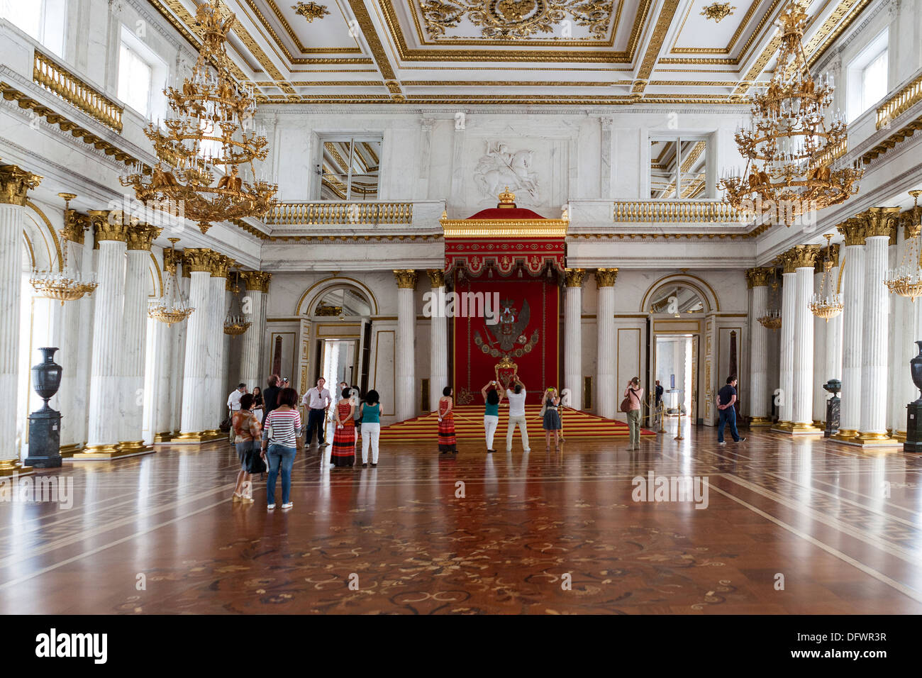 La petite salle du trône, est dédiée à Pierre le Grand, Peter le Grand Memorial Hall, Palais d'hiver, Musée de l'Hermitage, Saint-Pétersbourg, Russie Banque D'Images