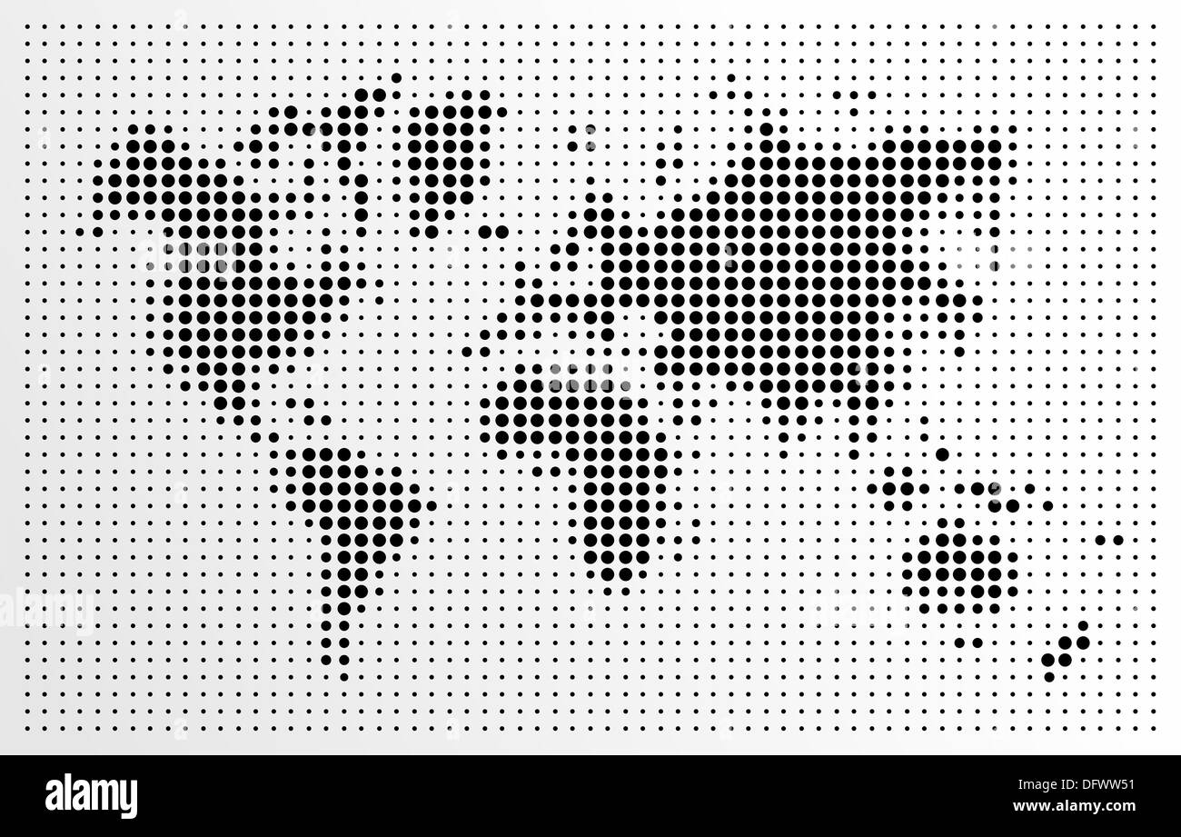 Carte du monde, les points noirs de la composition de l'atlas. Fichier vectoriel EPS10 organisé en couches pour l'édition facile. Banque D'Images