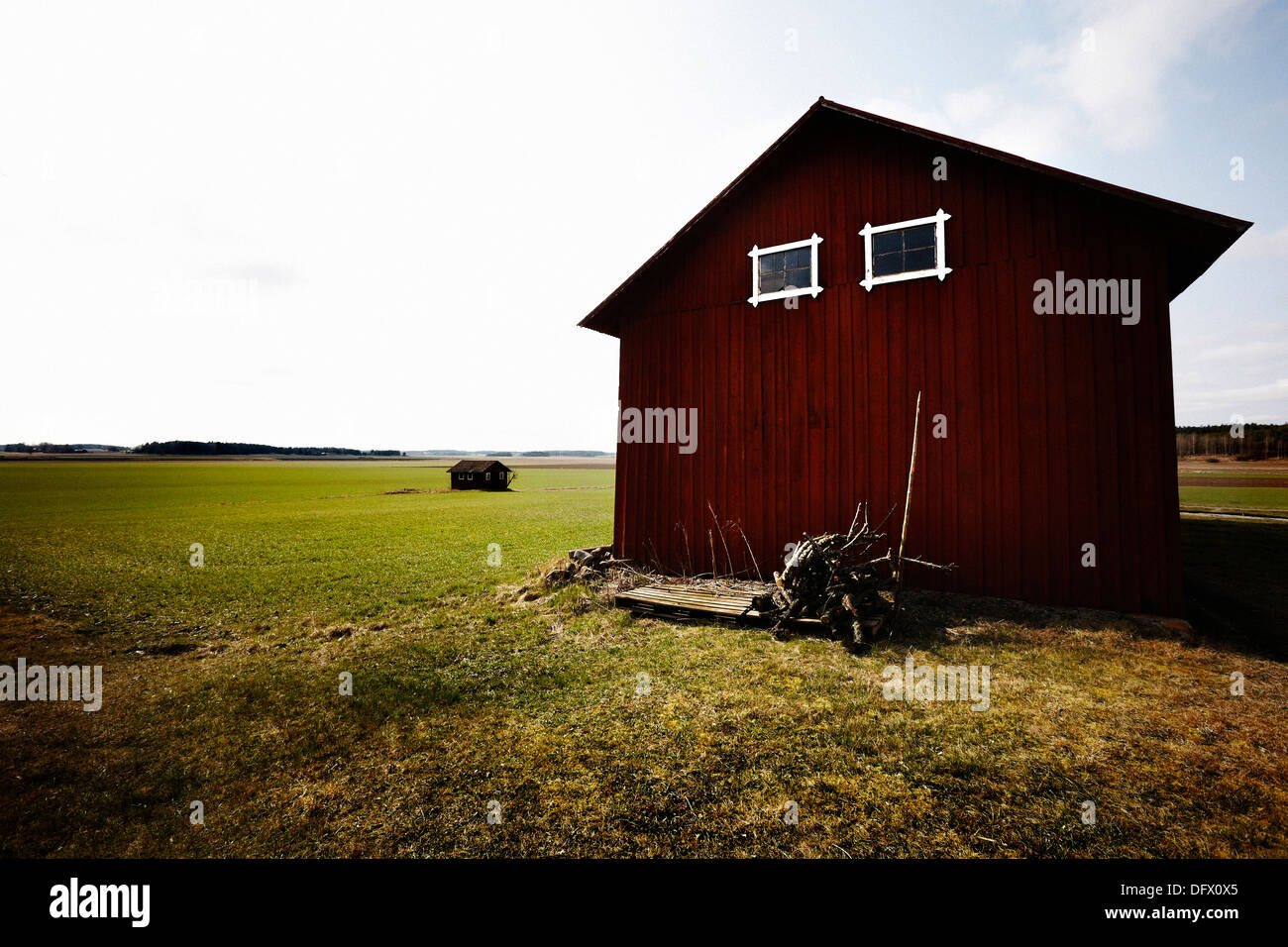 Grange et terres agricoles, Suède Banque D'Images